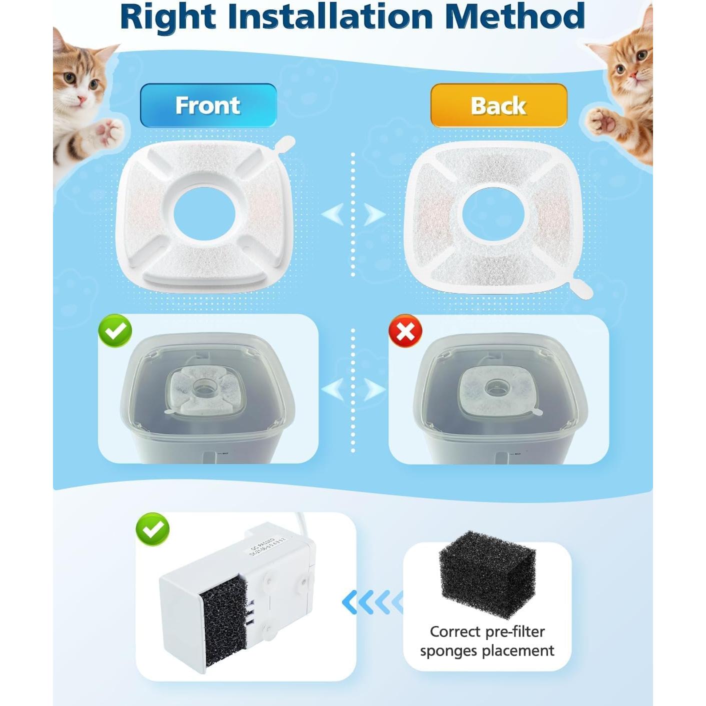 25 Filtros y 25 Esponjas para Fuente de Agua Veken 95oz