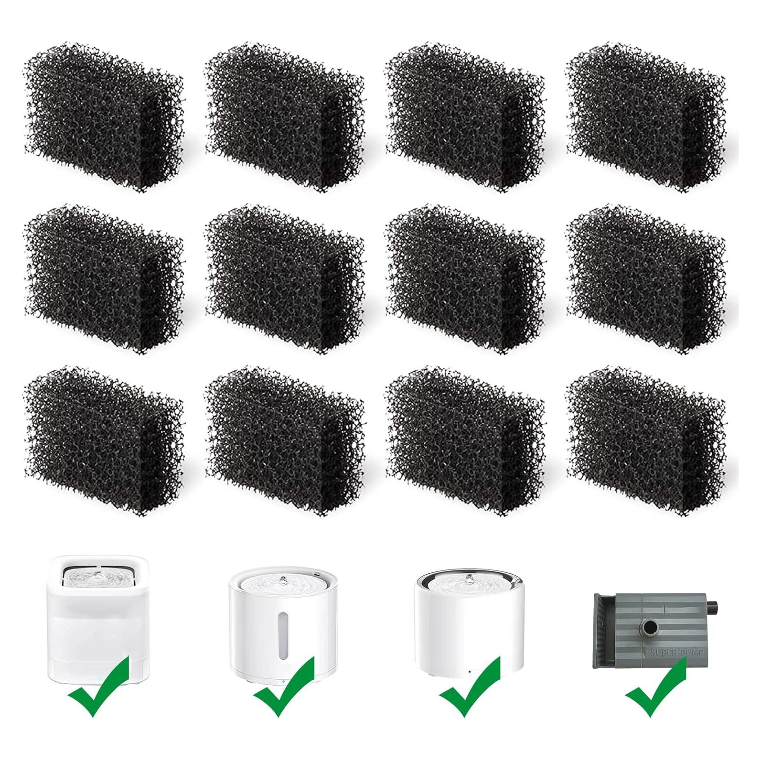 Paquete de 12 filtros de esponja Katlikatqi para fuente de agua