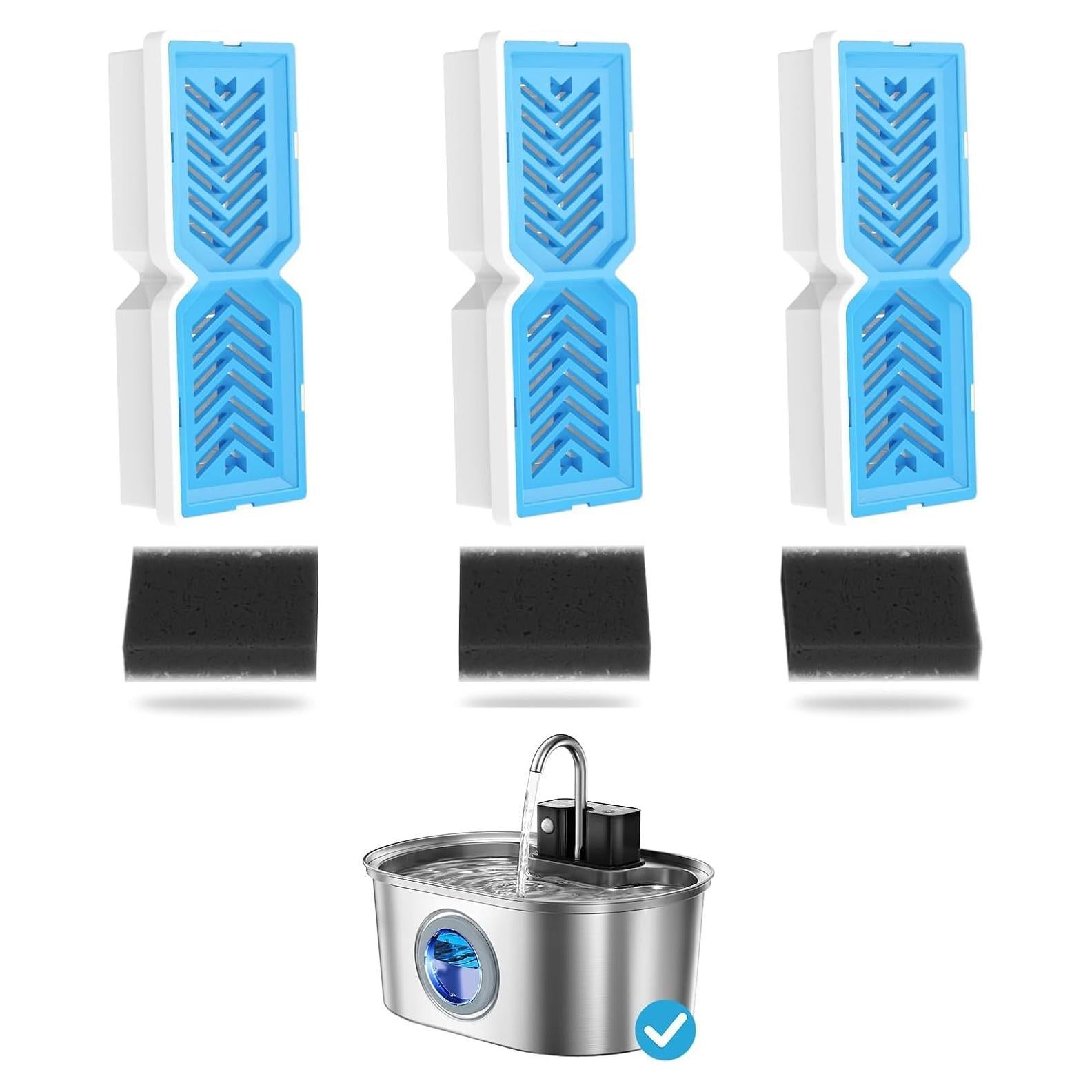 Filtros de Reemplazo PEKTACO para Fuente de Agua Gatos 3 Pzs