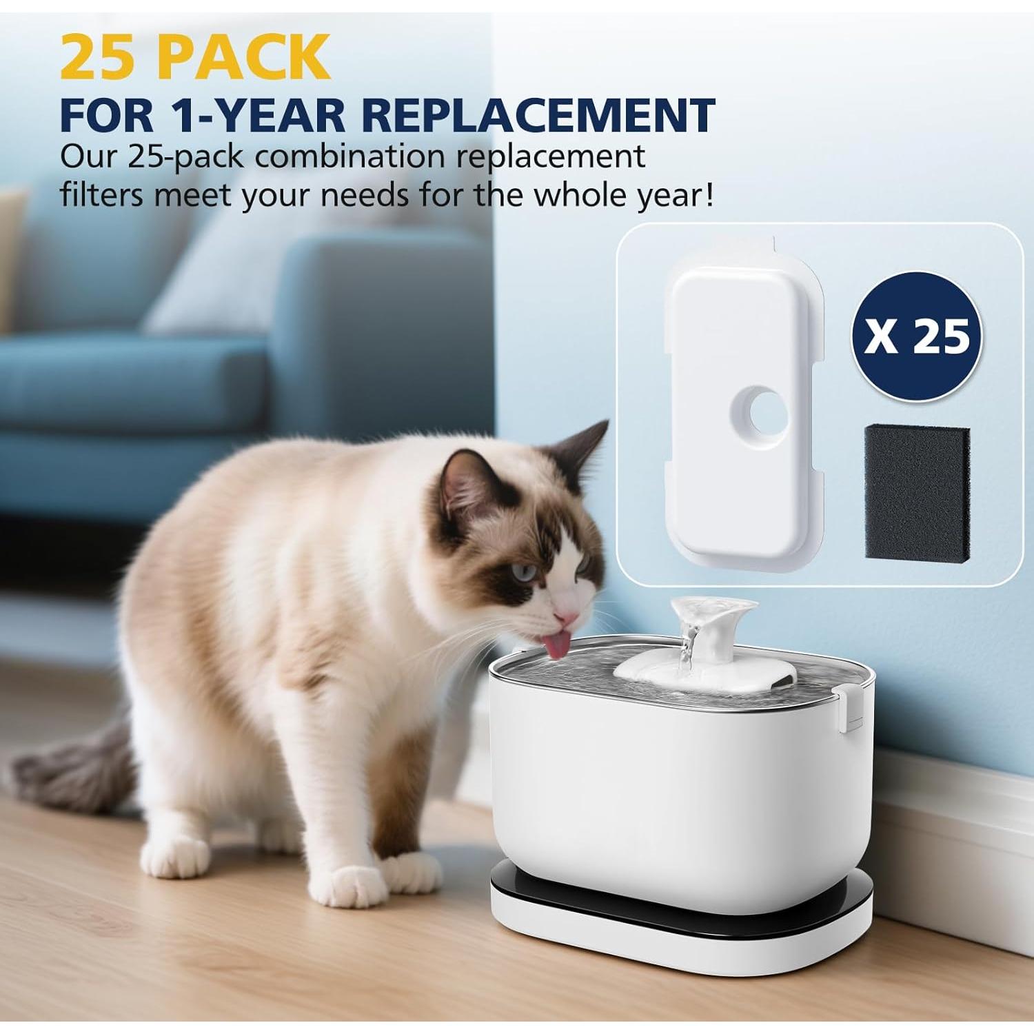 25 Filtros de Reemplazo para Fuente de Agua PETLIBRO PLWF005