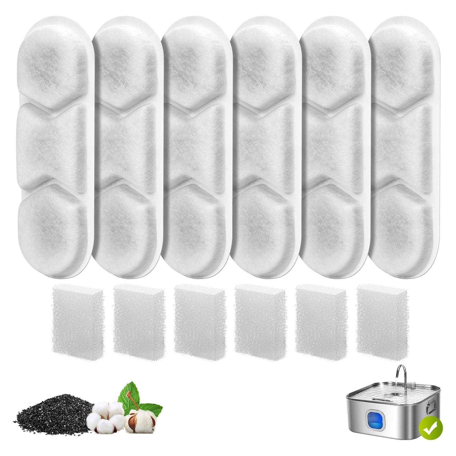 Filtros de Reemplazo ZEKIRY para Fuente de Agua Mascotas 6 Paquetes