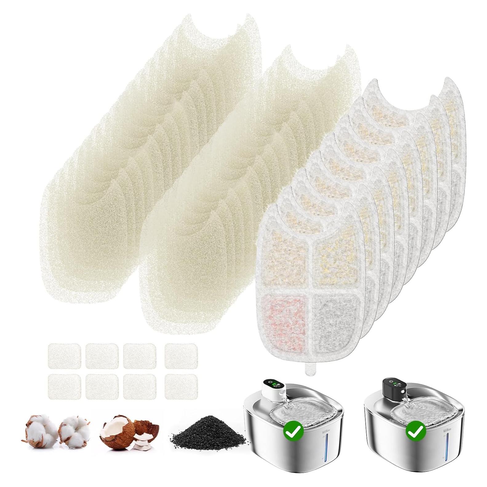 Paquete de 8 Filtros y 32 Esponjas WILKIEE FS10 Plus