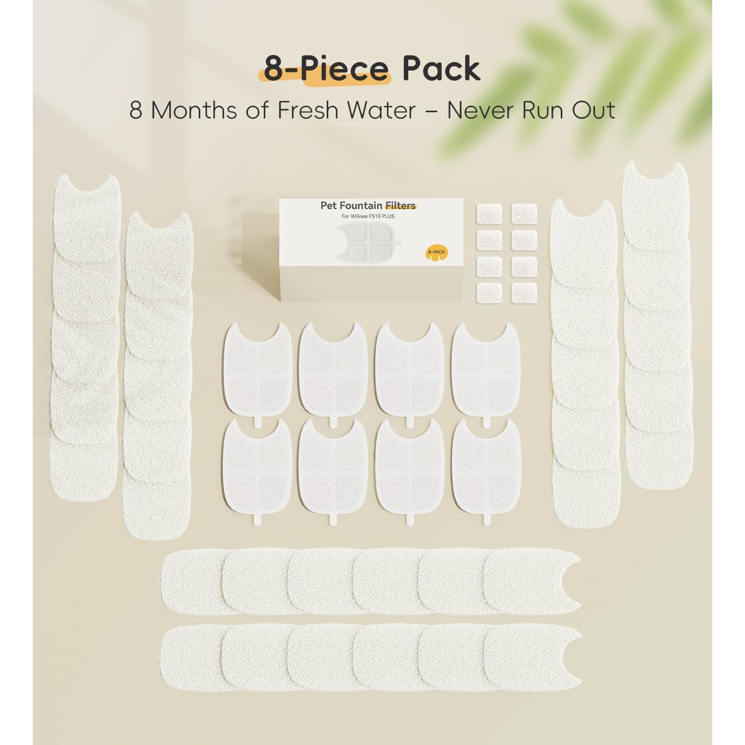 Paquete de 8 Filtros y 32 Esponjas WILKIEE FS10 Plus