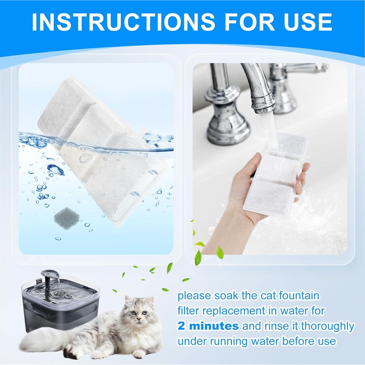 Filtros de Reemplazo para Fuente de Agua Gatos Cunina 24PCS