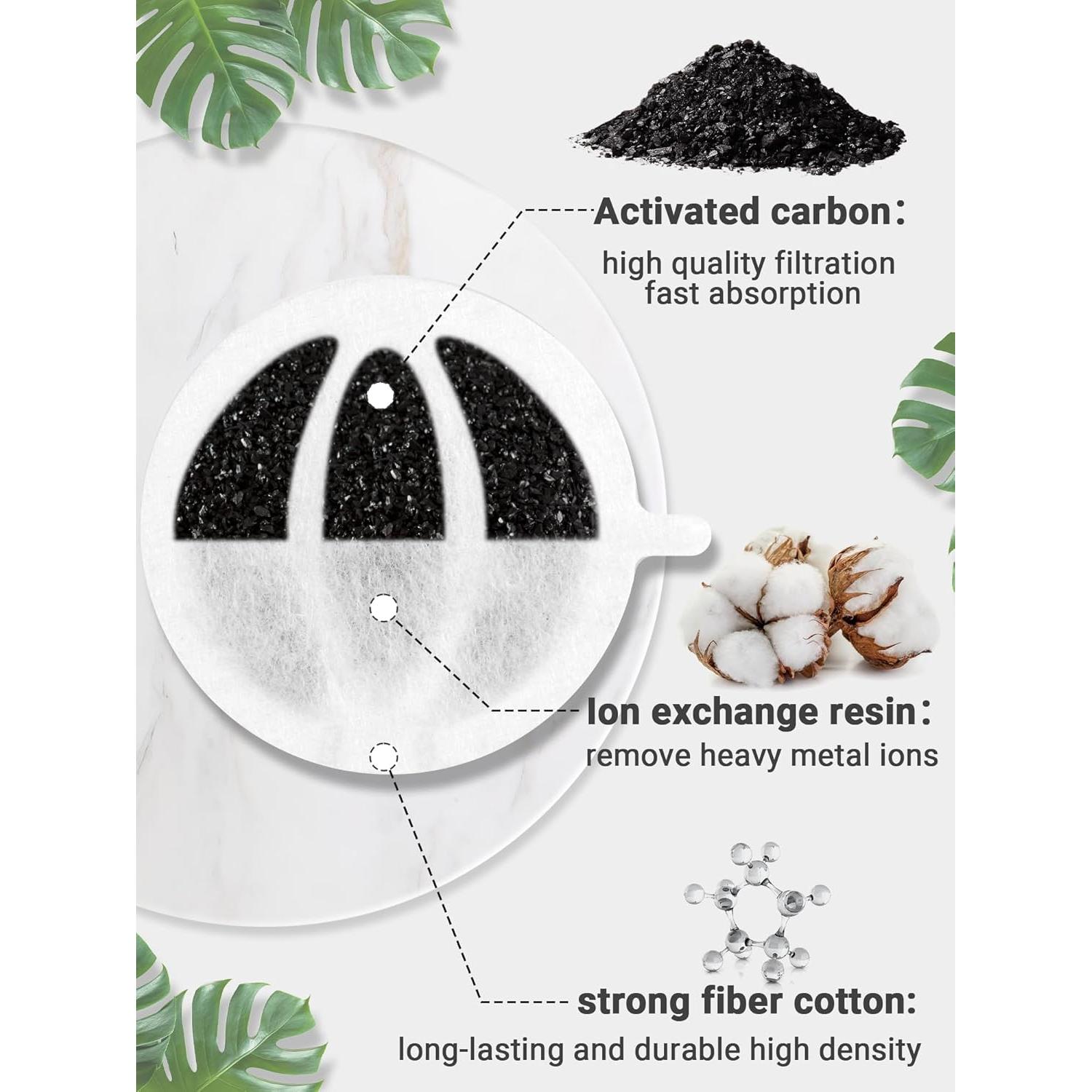 Filtro de Agua para Gatos Kastty - Paquete de 34 Filtros de Carbón Activado