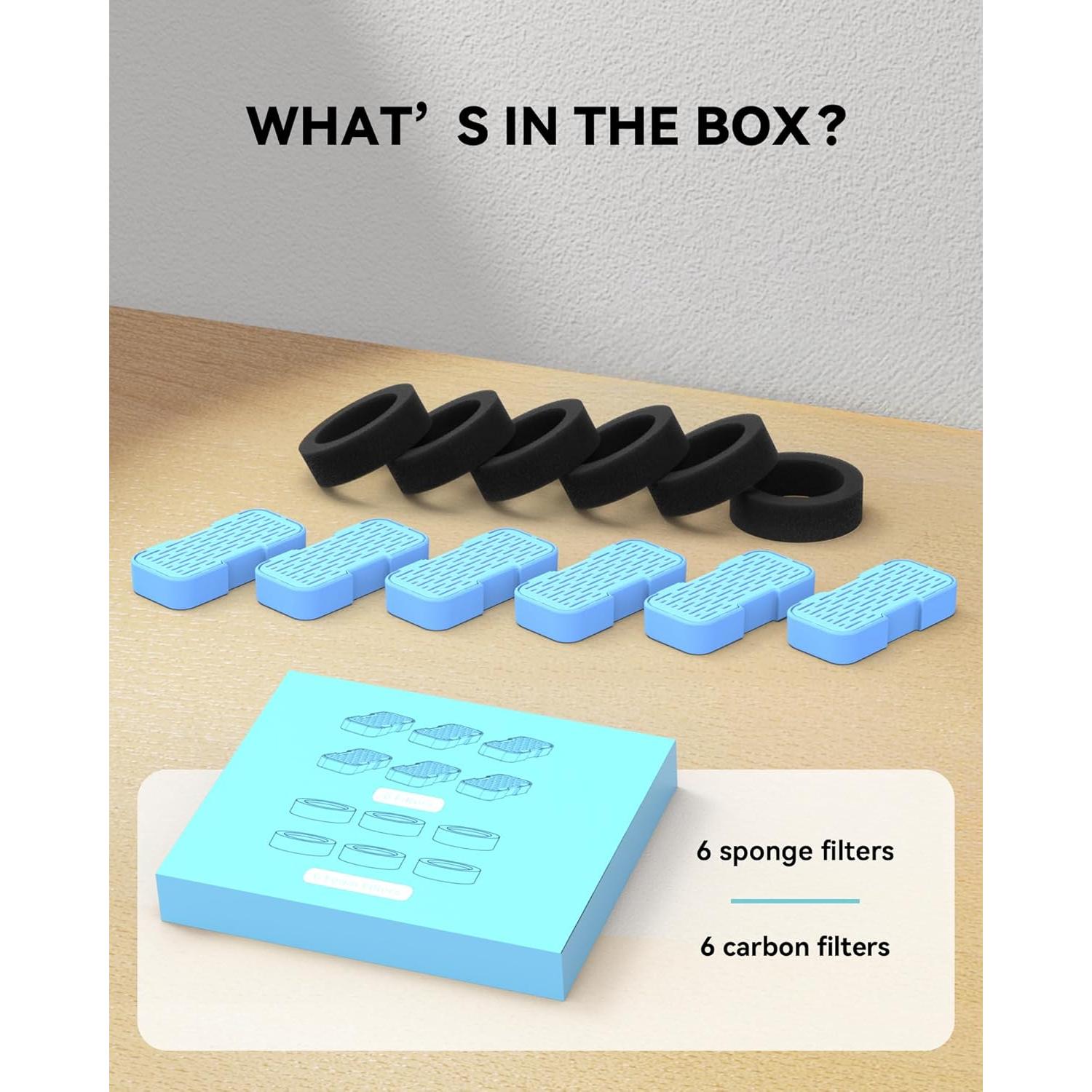 Filtros de Reemplazo GOOSTOO para Fuente de Agua Gato 12 Piezas