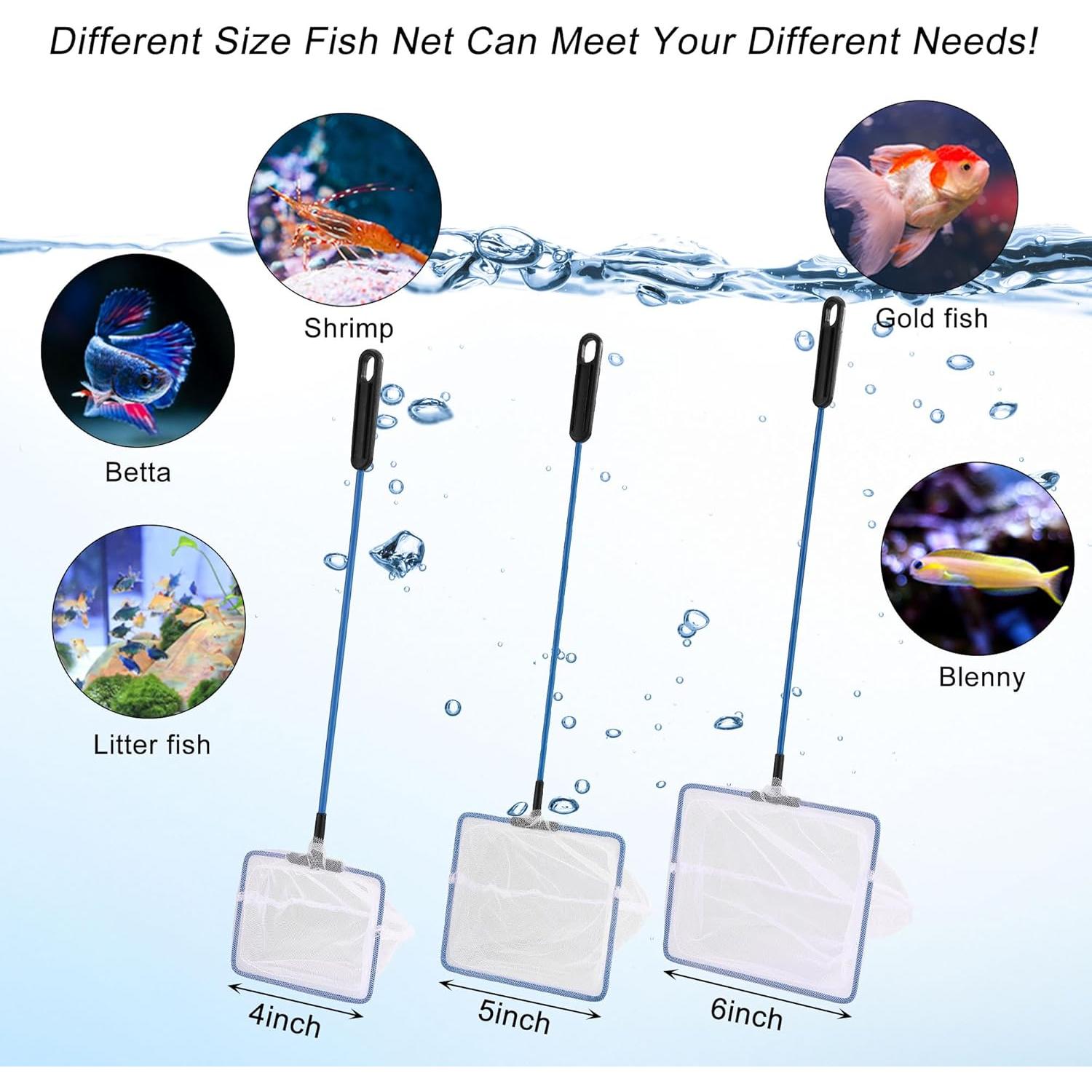 Red de Acuario Lpraer 3PCS Nylon 10.16cm 12.7cm 15.24cm