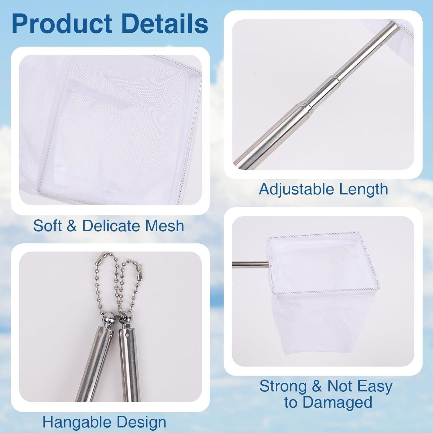 Juego de 4 Redes para Acuario WOJVVK - Nylon y Acero Inoxidable