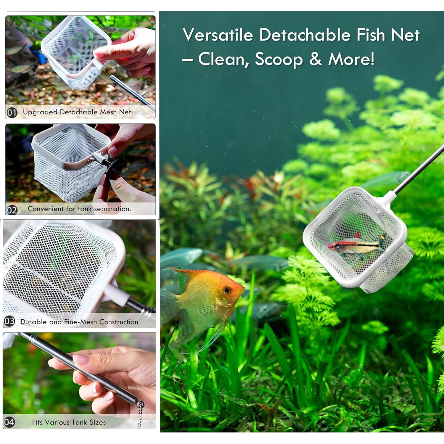 Kit de Limpieza de Acuario BechKCpro - Red Telescópica 24-57 cm