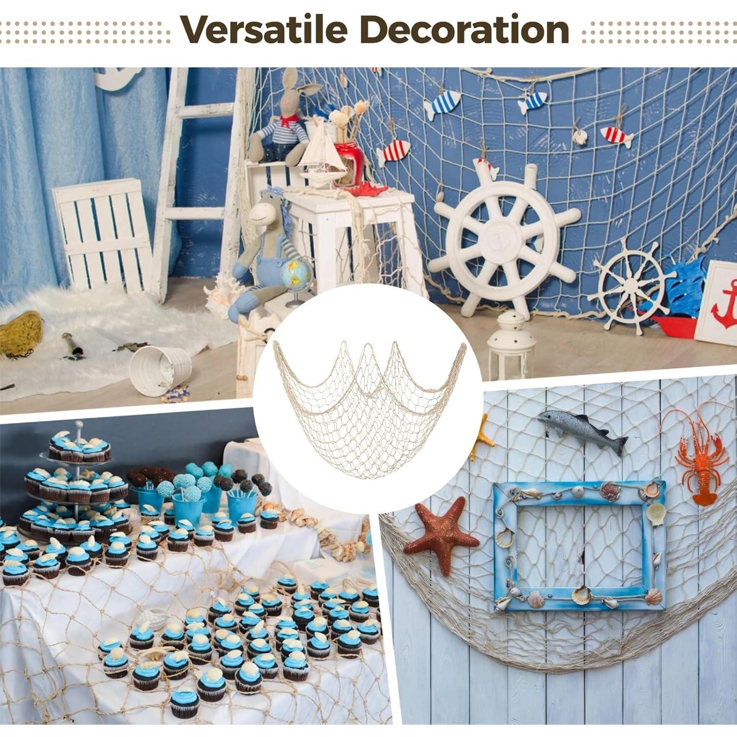 Red Decorativa de Pesca Toyosport 1x2m Algodón Marrón Claro