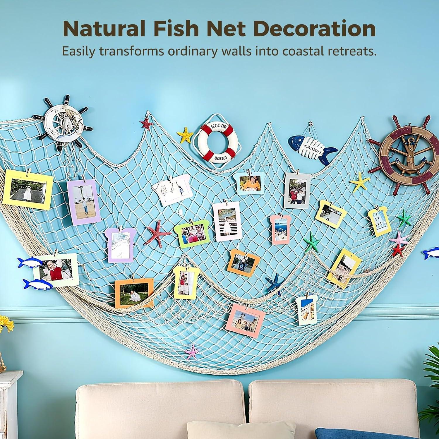 Red Decorativa de Pesca Toyosport 1x2m Algodón Marrón Claro