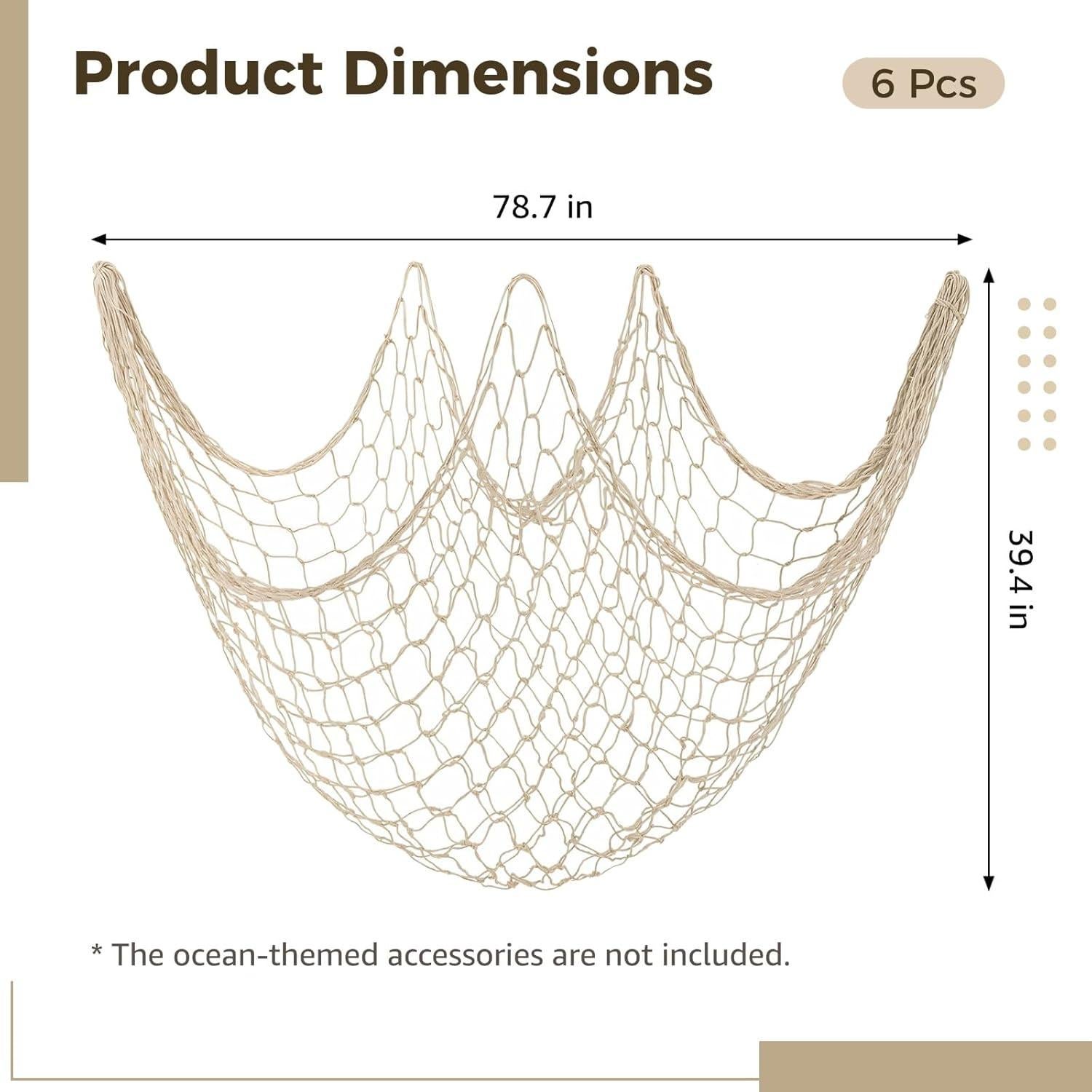 Red Decorativa de Pesca Toyosport 1x2m Algodón Marrón Claro