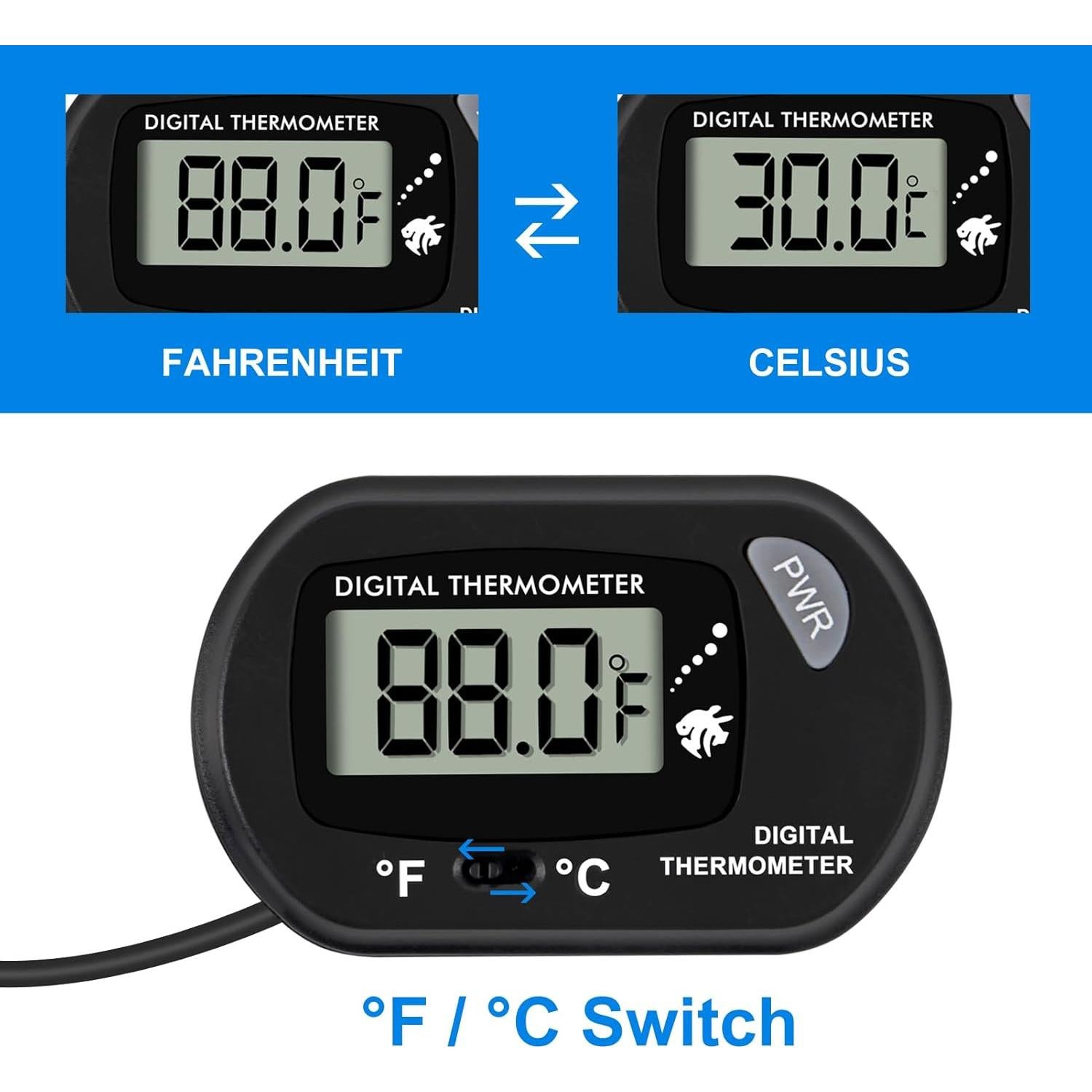 Termómetro Digital de Acuario ACEIRMC 10 Piezas LCD 1.01m