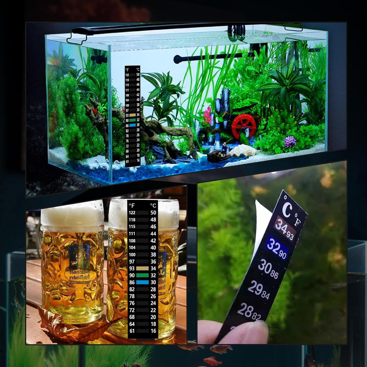 4 Etiquetas de Temperatura para Acuario QUUPY 16-50°C Adhesivas