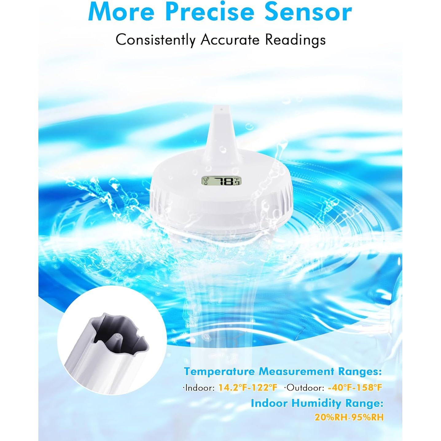 Termómetro de piscina digital NoWoW TX20 inalámbrico IPX8