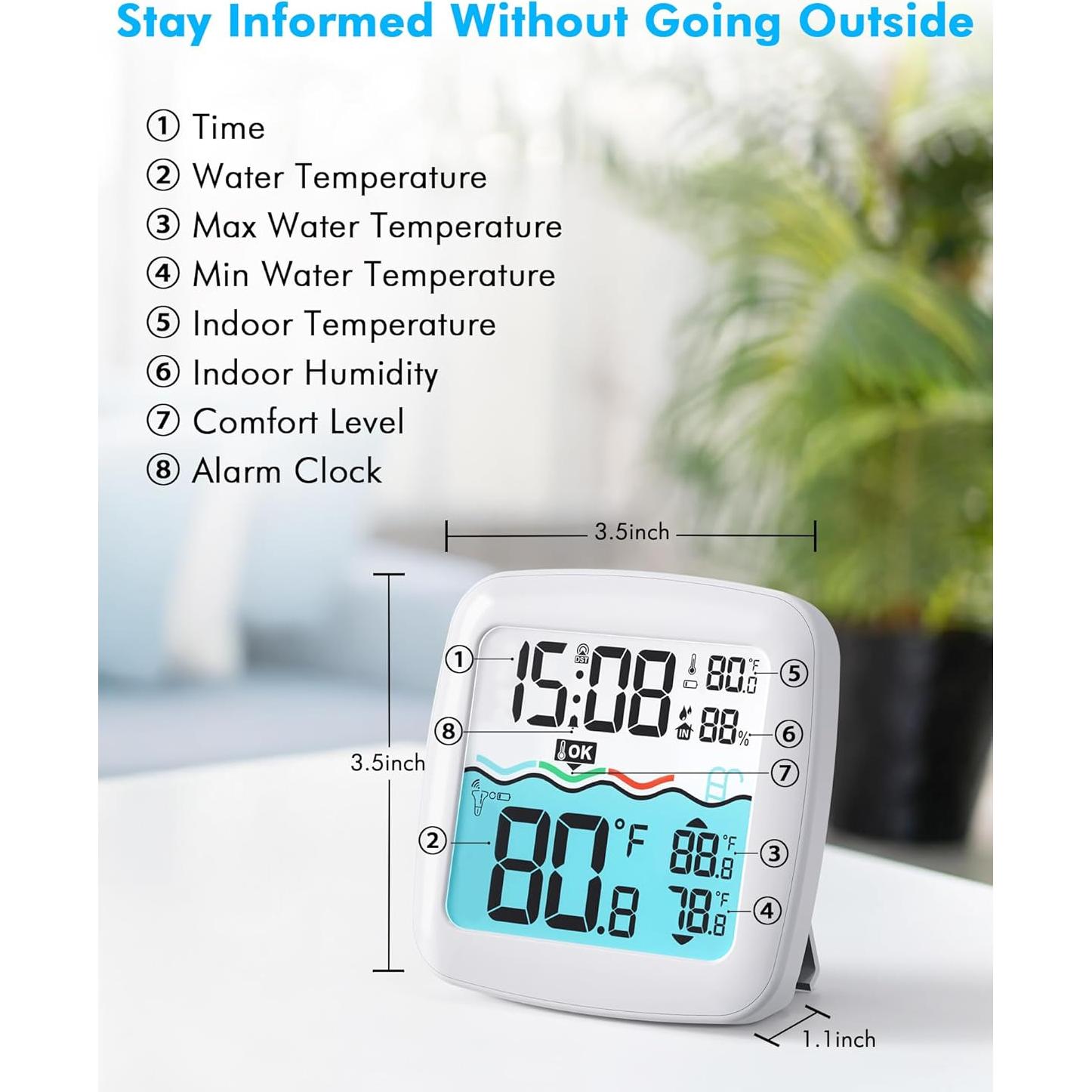 Termómetro de piscina digital NoWoW TX20 inalámbrico IPX8