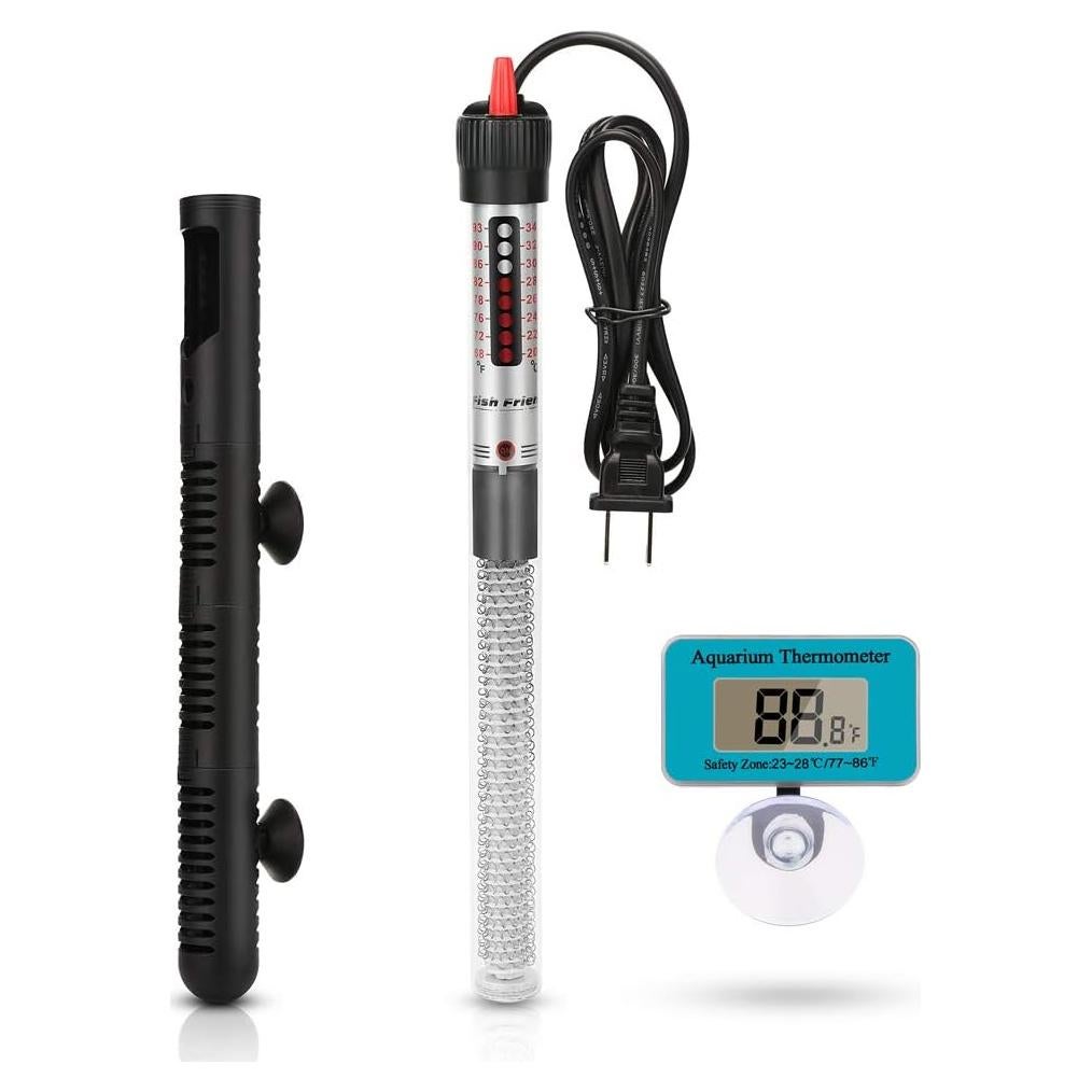 Calentador de Acuario Kinbo 300W con Termómetro y Funda Protectora