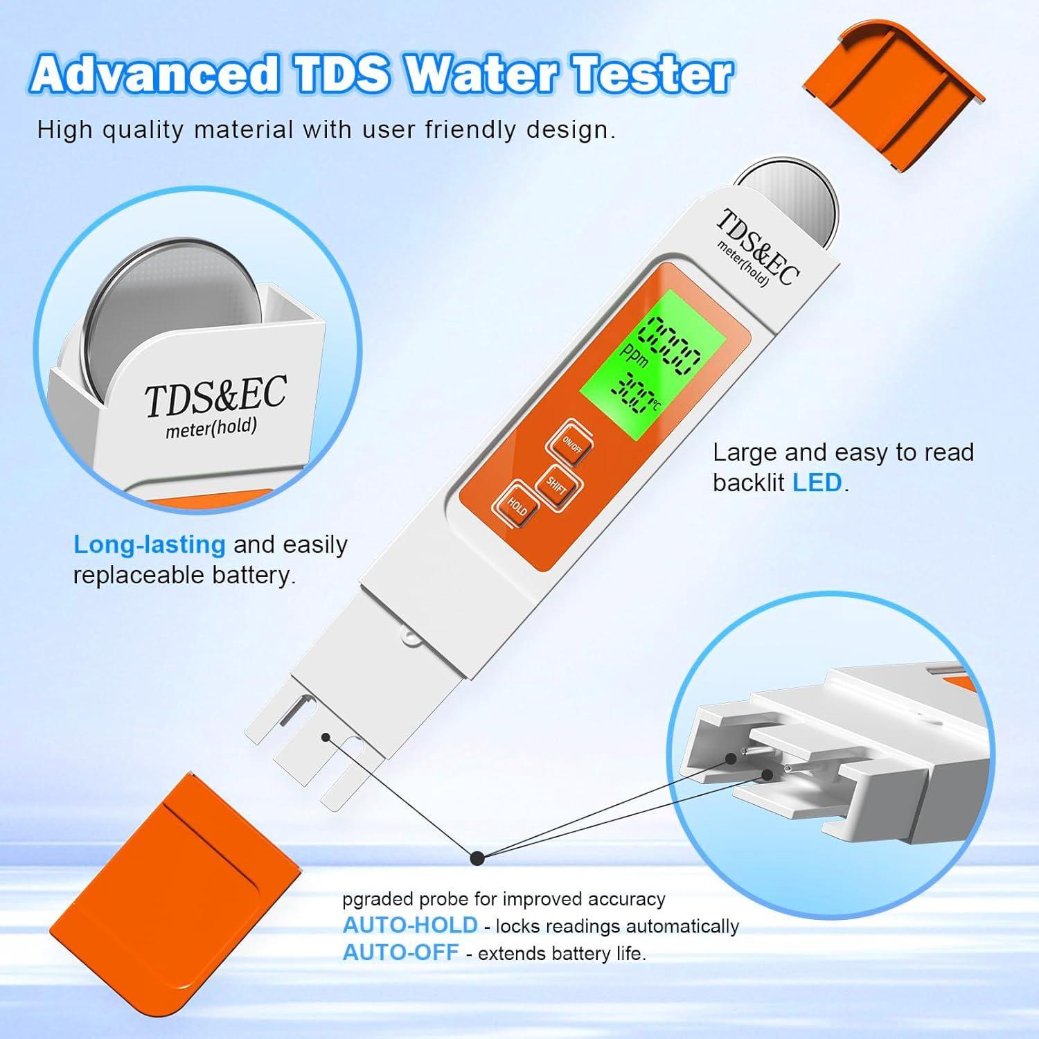 Medidor Digital de Agua TDS 4 en 1 LIKDAY - Temperatura y EC