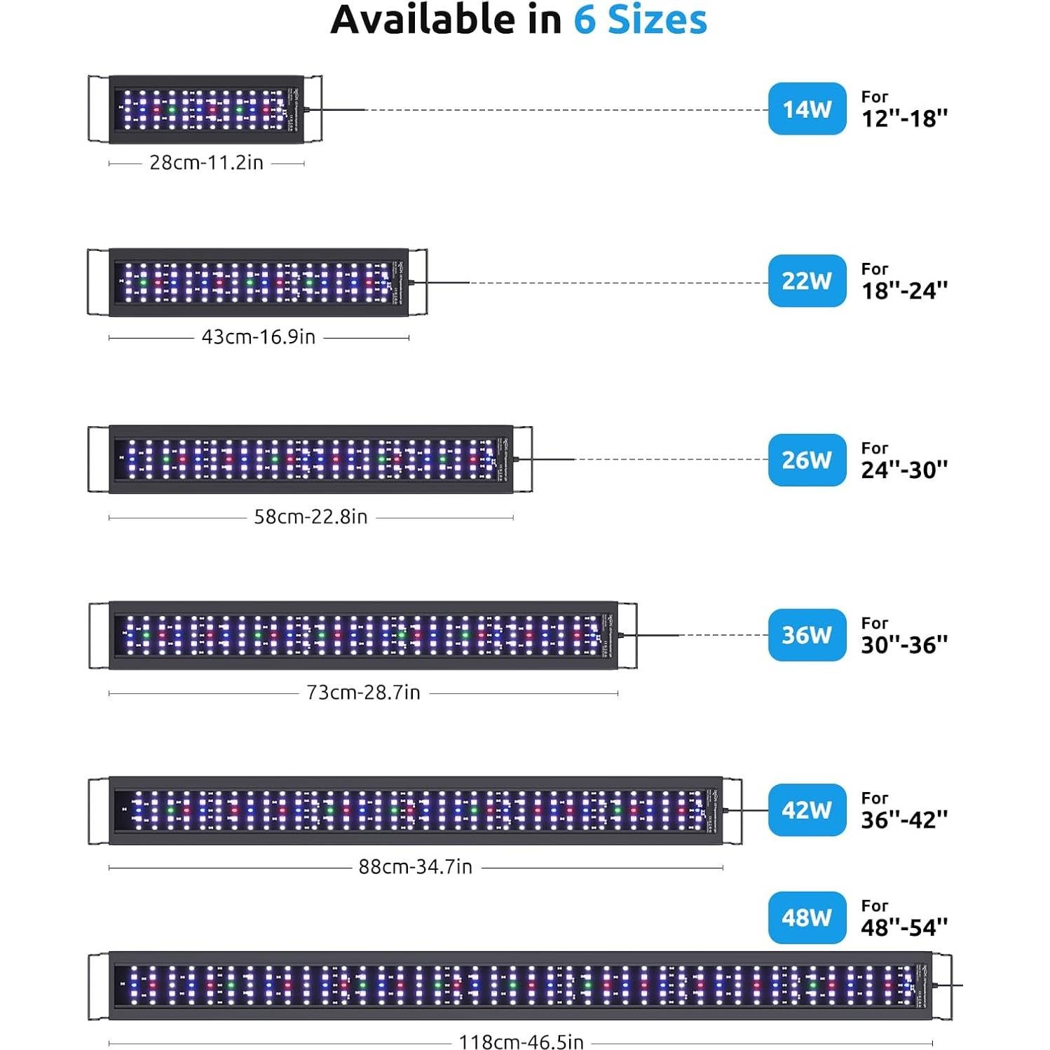 Luz LED para Acuario SEAOURA SR-659, 14W, 30-45cm, Programable
