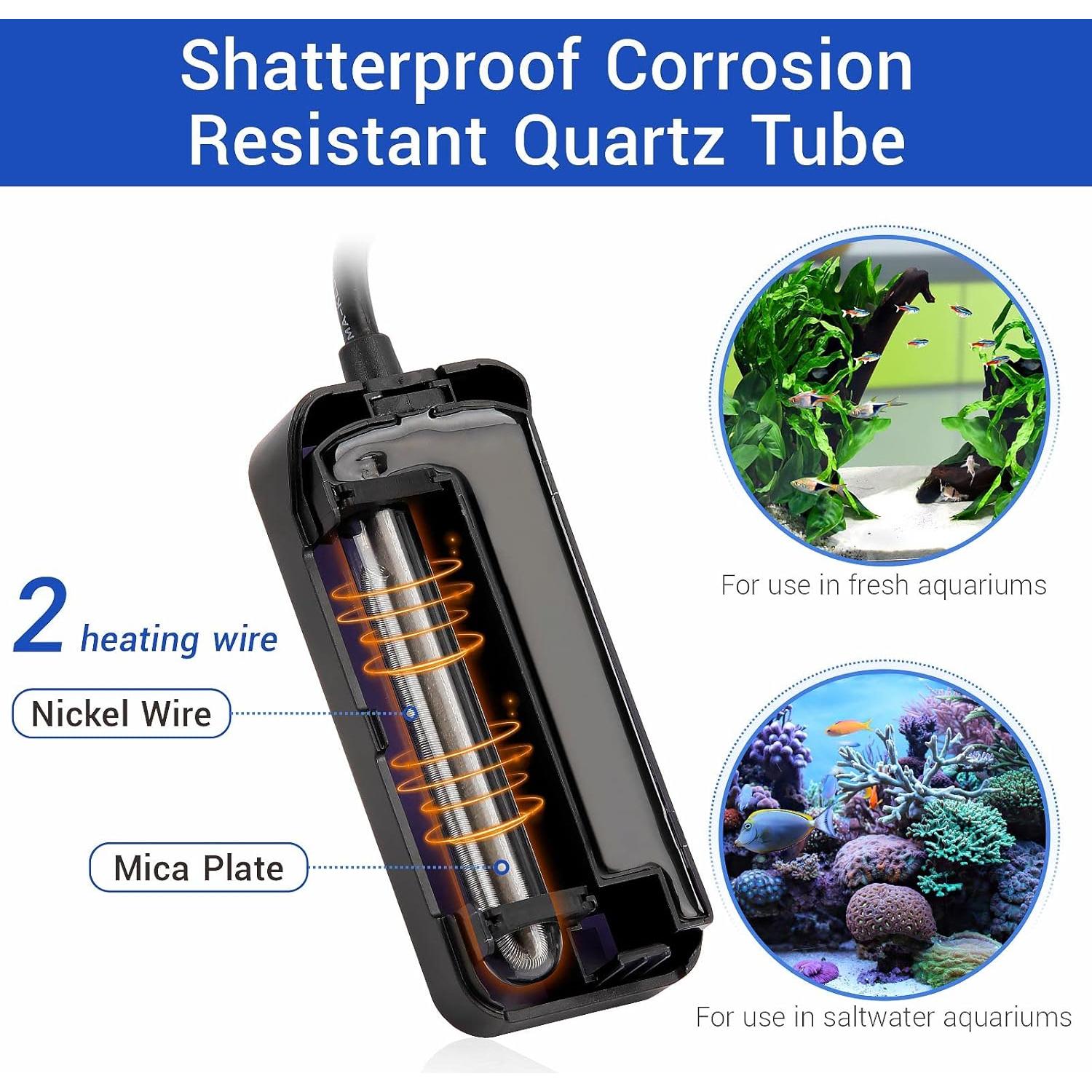 Calentador de Acuario Sumergible Hygger 25W para 7.6-19L