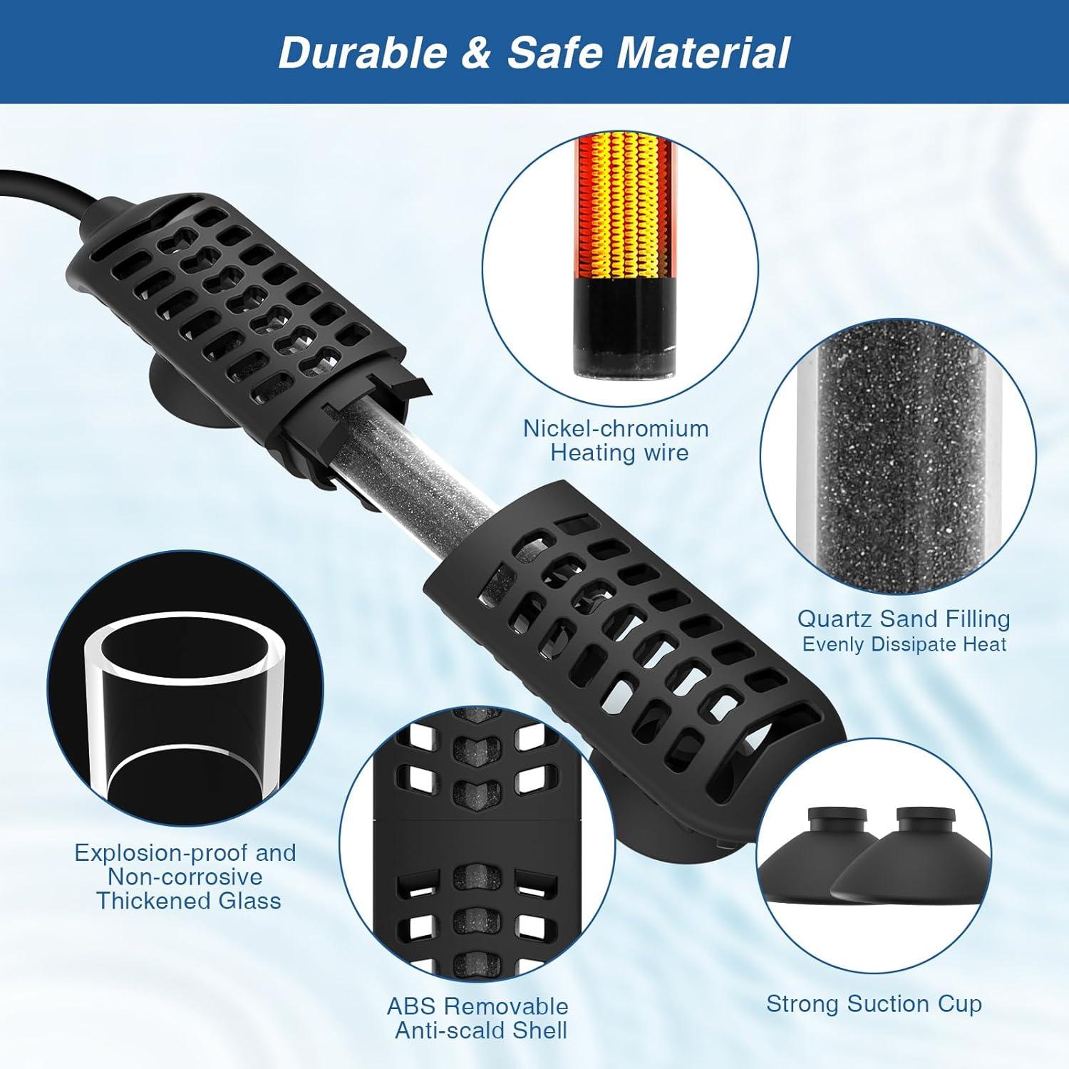 Calentador de Acuario Hygger 50W para Tanques 37-76L