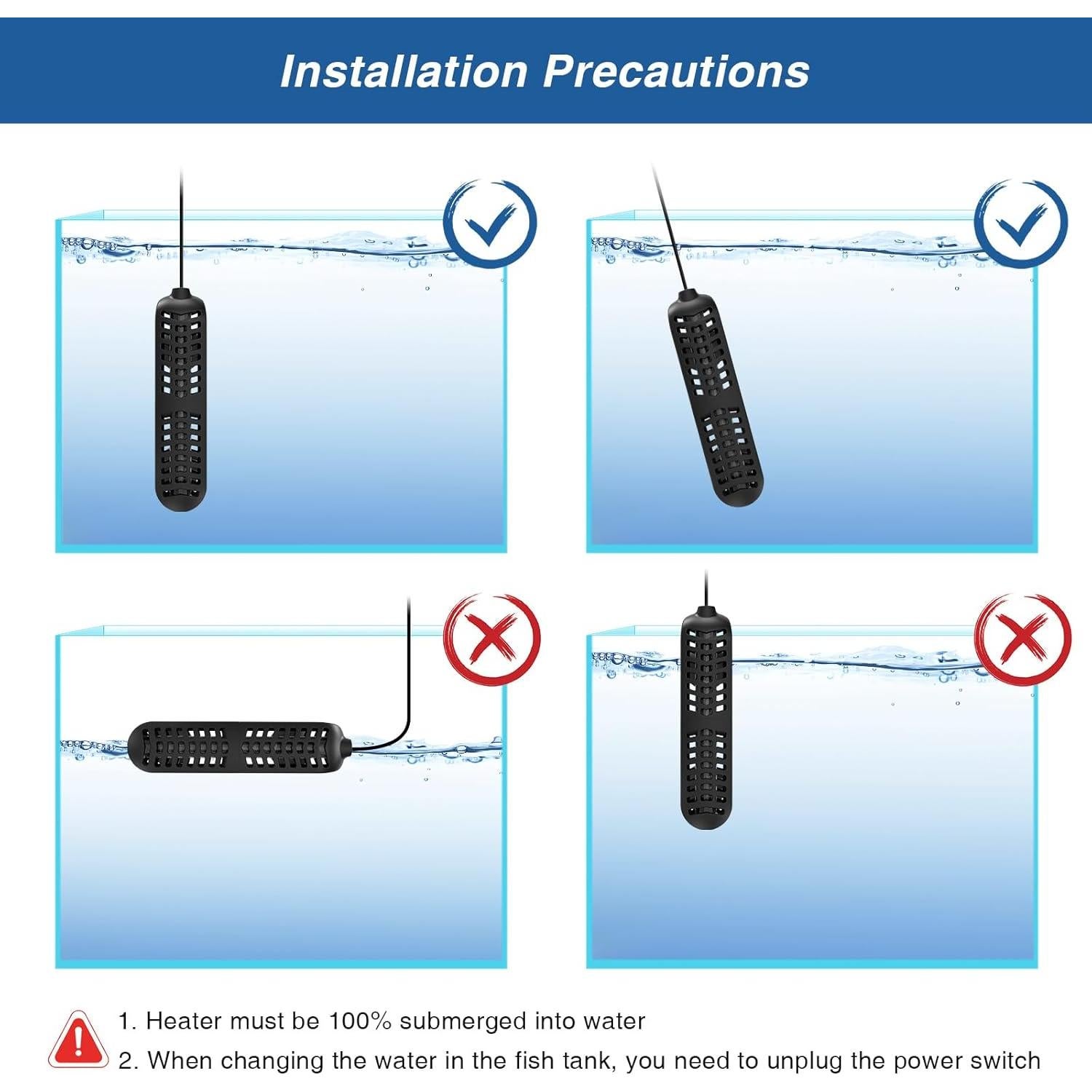 Calentador de Acuario Hygger 50W para Tanques 37-76L
