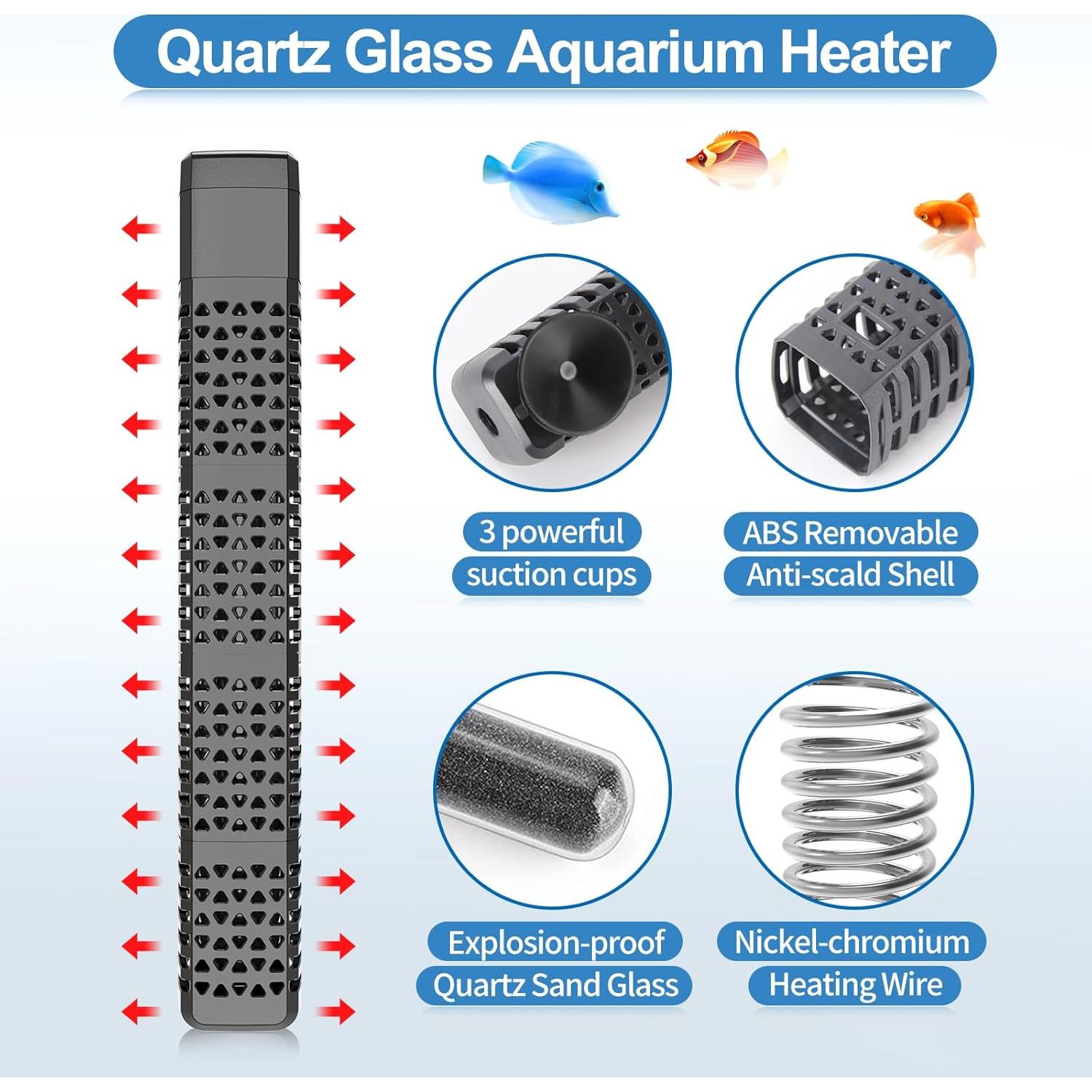 Calentador de Acuario HiTauing 300W para 151-284 Litros