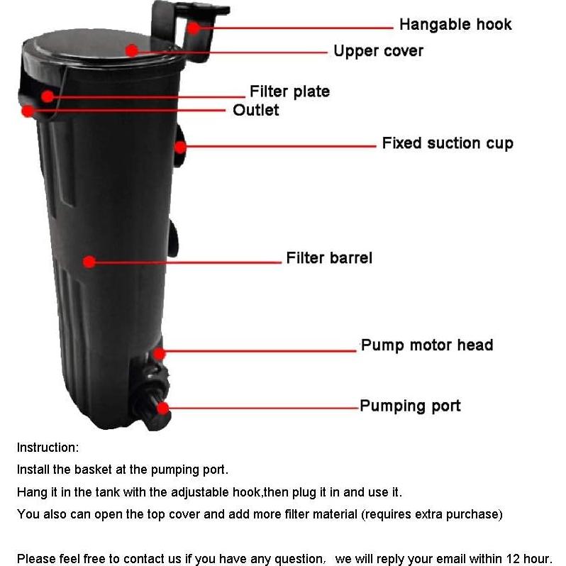 Filtro de Acuario Sumergible LONDAFISH 600L/h para 10-40 Galones