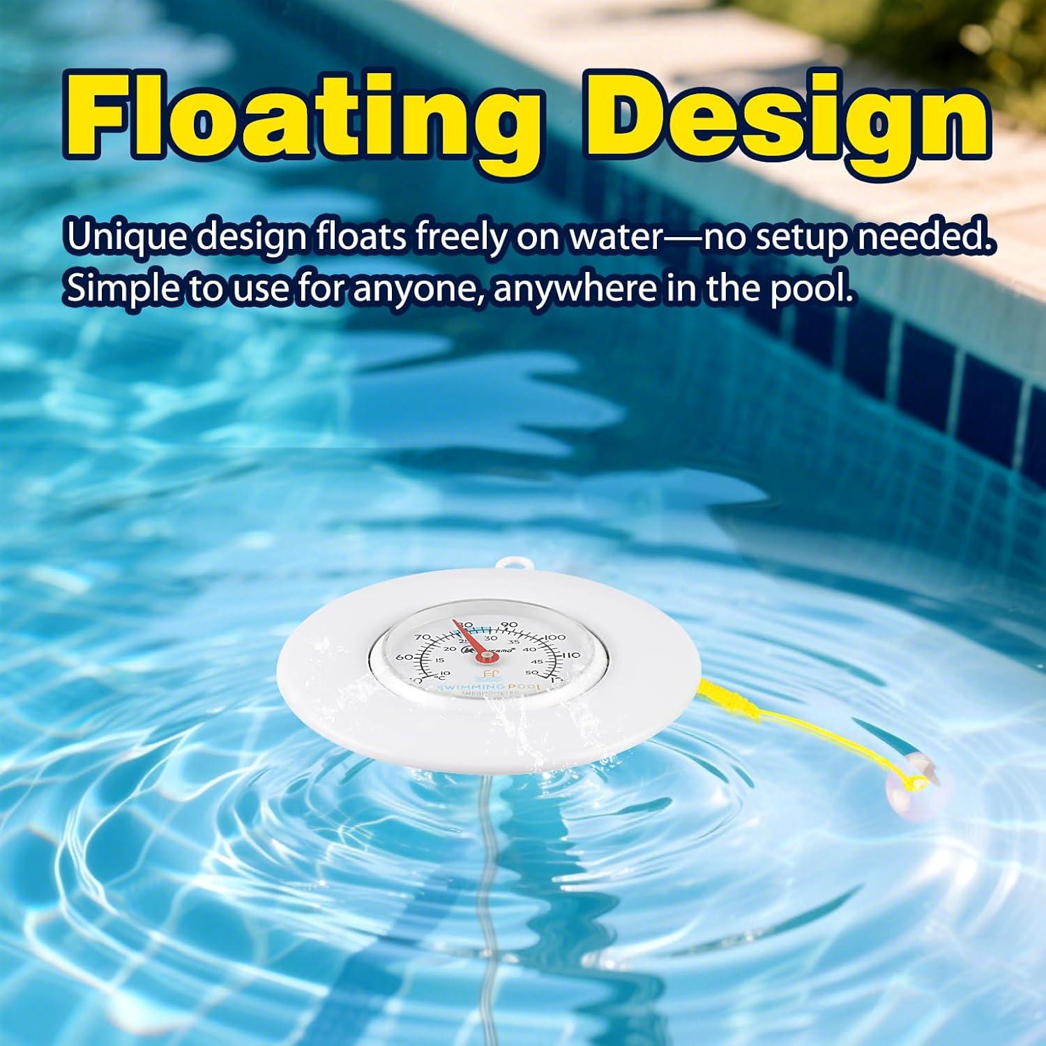 Termómetro de piscina flotante SPOROLWE 1.68" fácil lectura