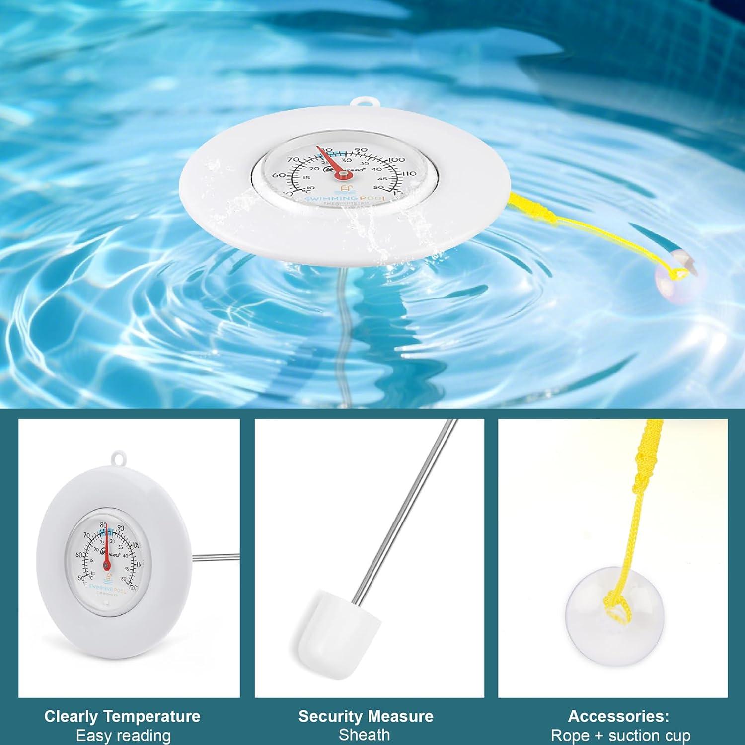 Termómetro de piscina flotante SPOROLWE 1.68" fácil lectura