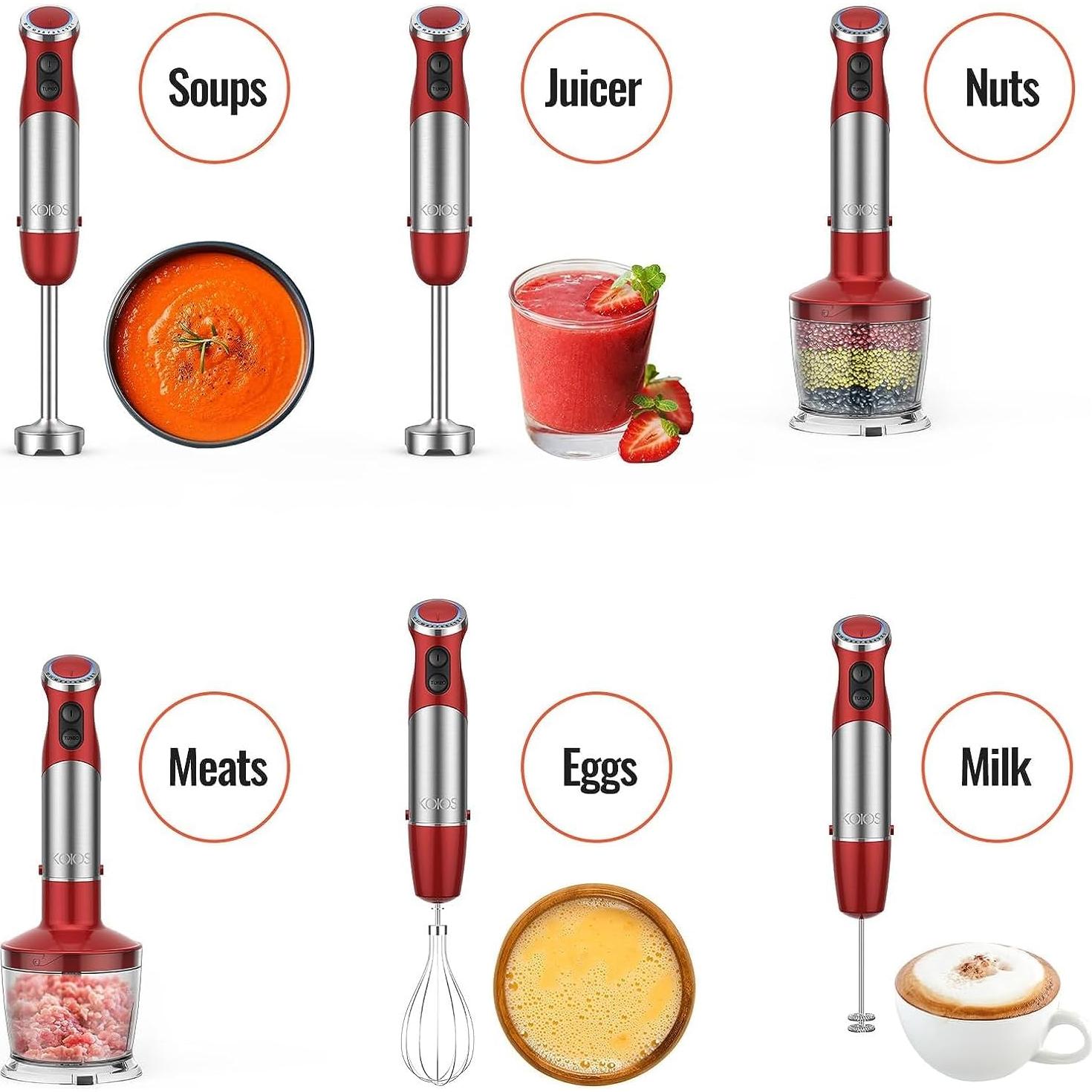 Batidora de Inmersión KOIOS 5 en 1 1000W 12 Velocidades