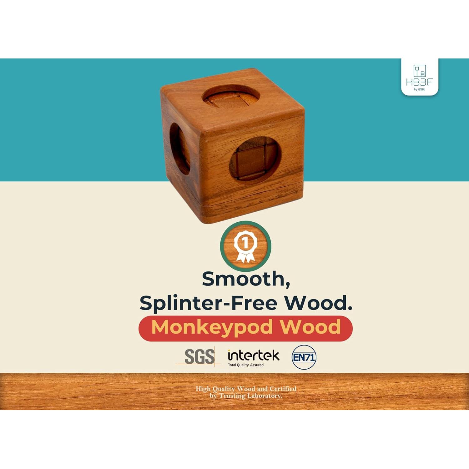 Cubo Rompecabezas de Madera BSIRI 6.35cm para Adultos y Niños