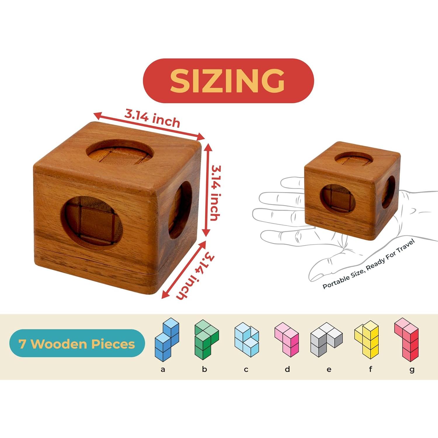 Cubo Rompecabezas de Madera BSIRI 6.35cm para Adultos y Niños