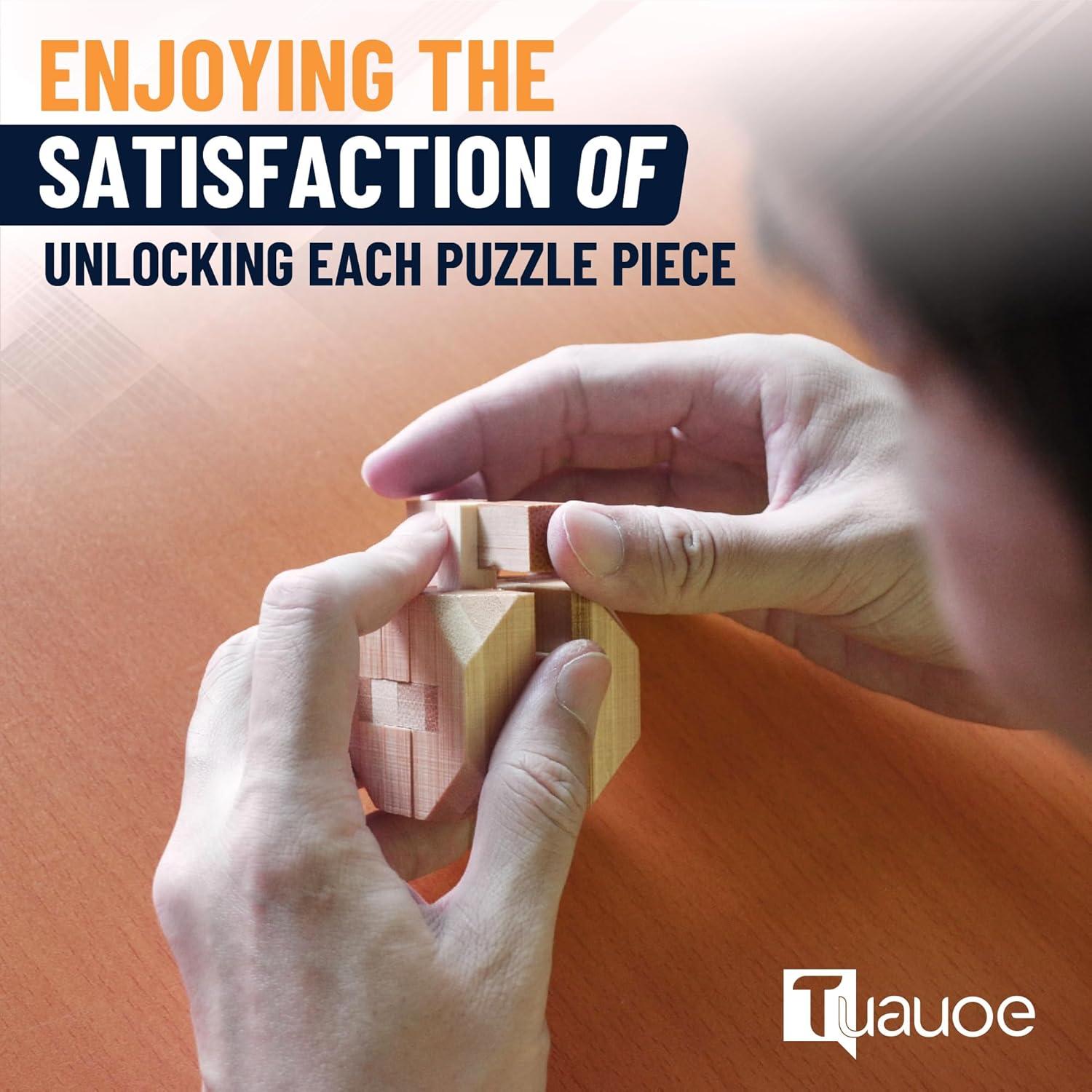 Rompecabezas de Madera 3D Tuauoe - 12 Piezas IQ para Niños y Adultos