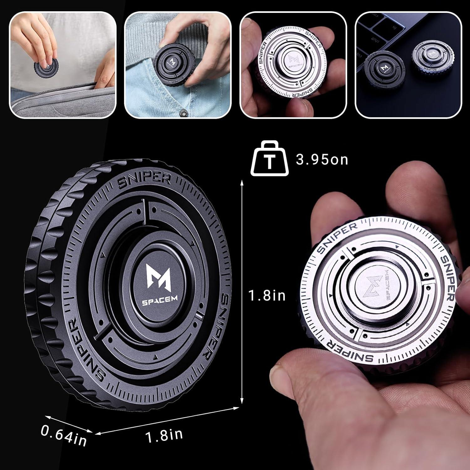 Fidget Spinner 2-en-1 BEROTOK de Acero Inoxidable para Alivio de Estrés