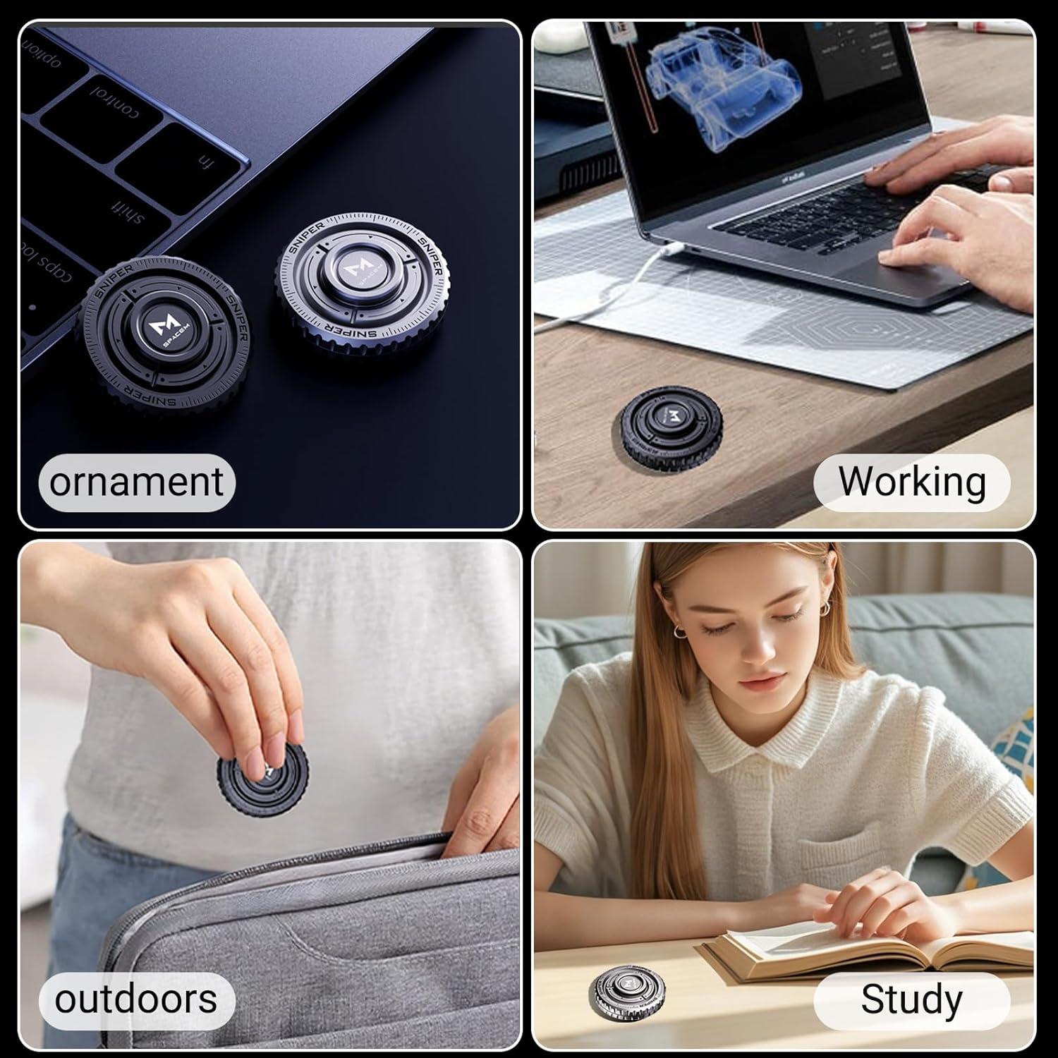 Fidget Spinner 2-en-1 BEROTOK de Acero Inoxidable para Alivio de Estrés