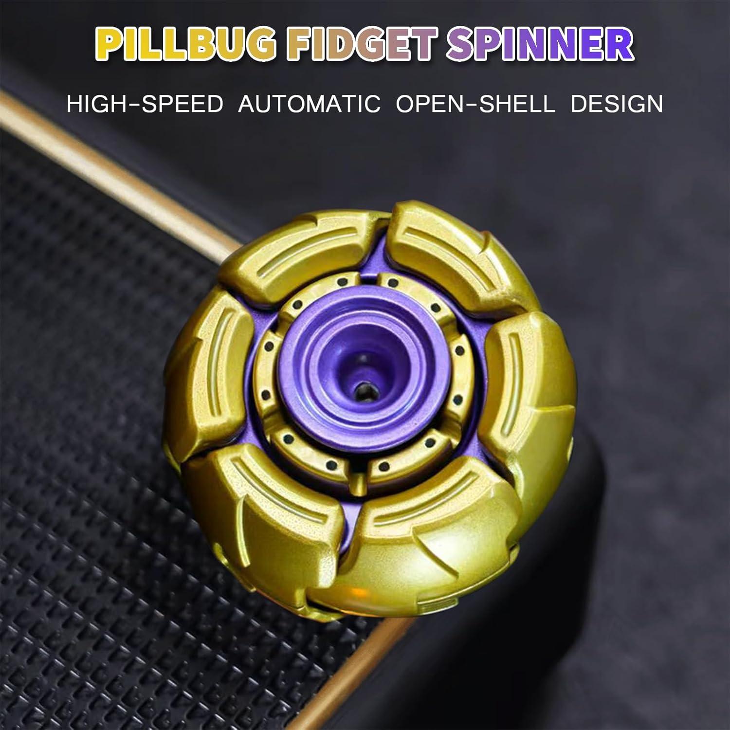 Spinner Fidget Pillbug HIDEDC Metal Armadura Abierta Oro/Púrpura