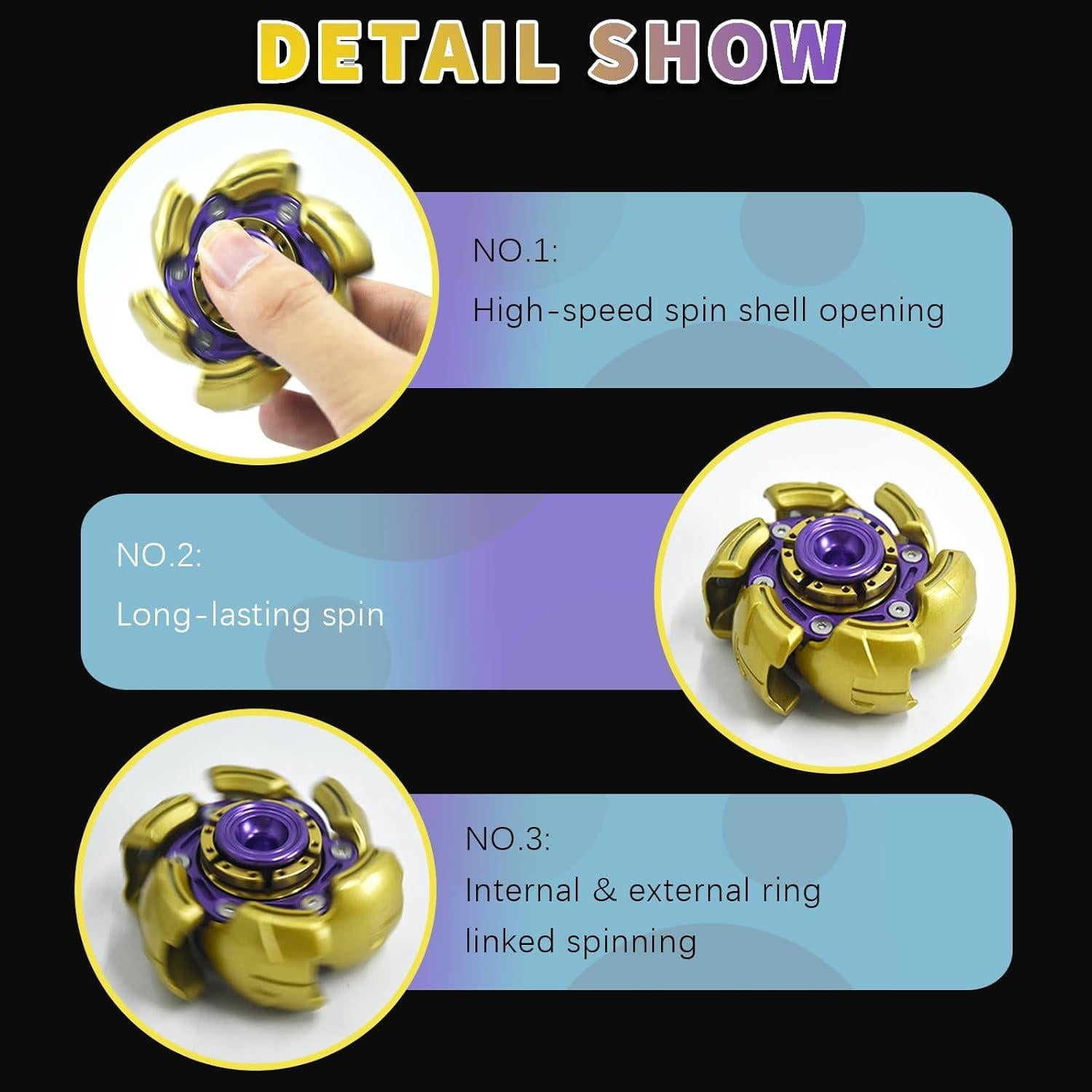 Spinner Fidget Pillbug HIDEDC Metal Armadura Abierta Oro/Púrpura