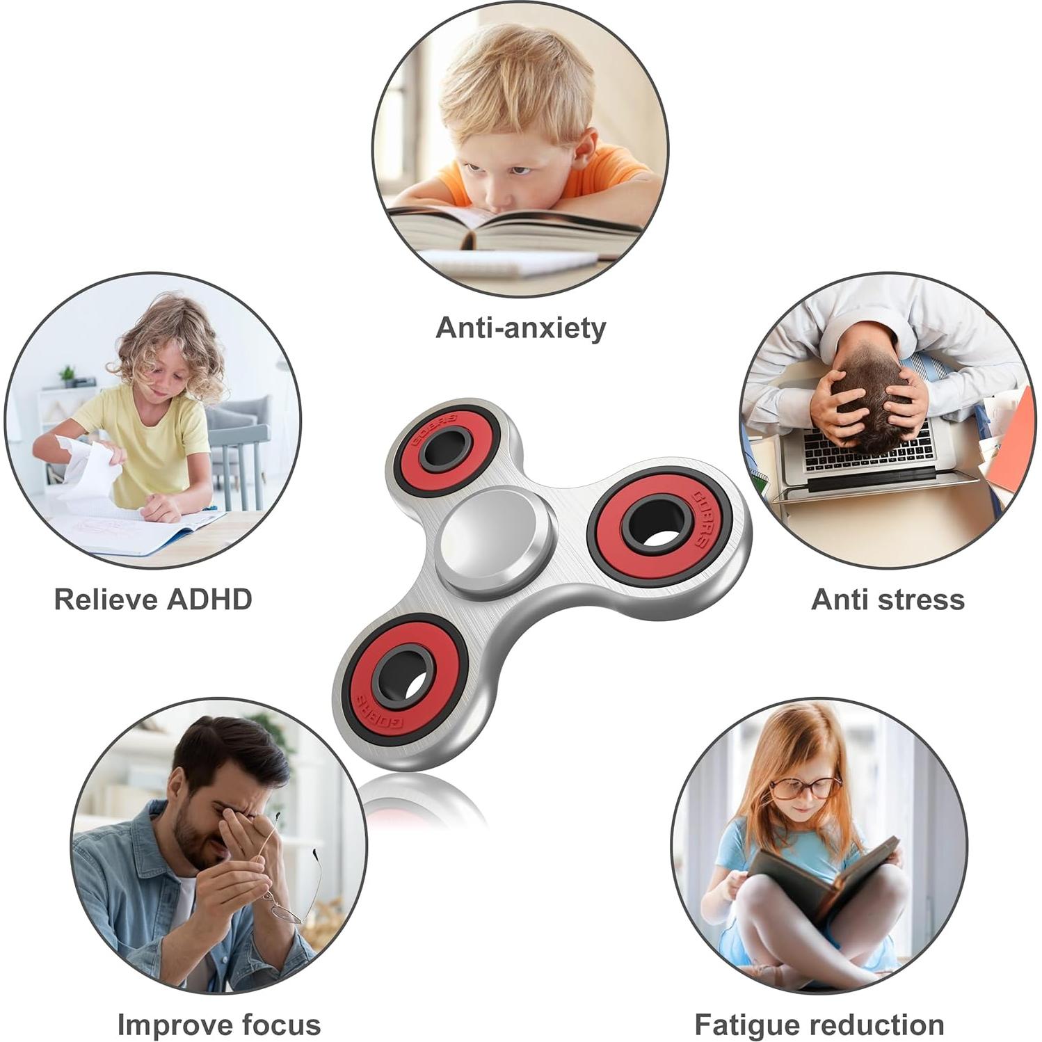 Spinner Fidget ATESSON Metal Z-Plata Alivio Estrés 7.29cm