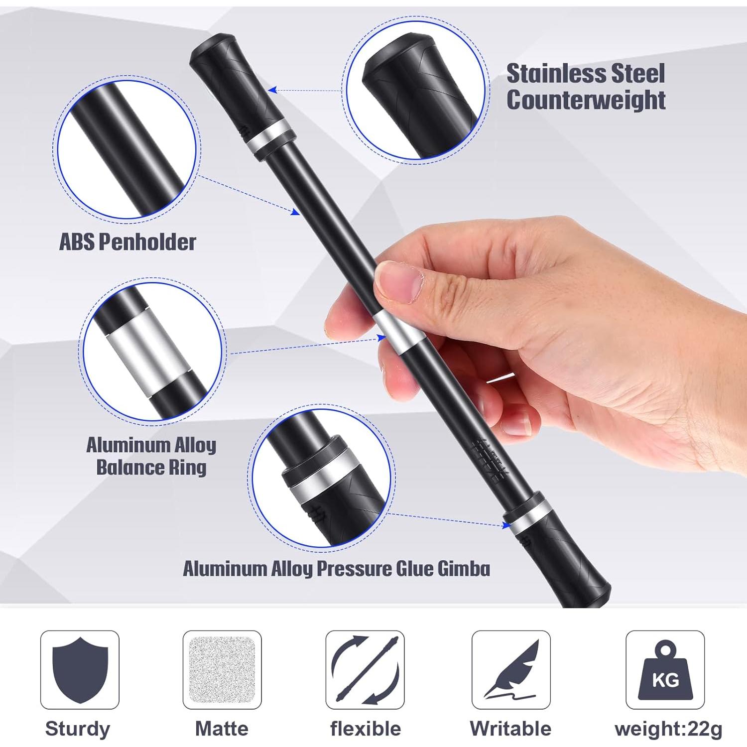 Bolígrafo Giratorio Outus 2 Piezas Negro y Plata con Tutorial