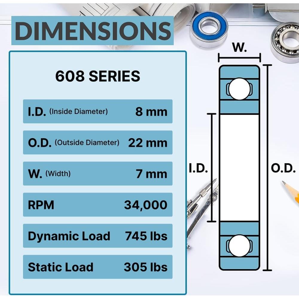 Rodamientos Fidget Spinner PGN 608 Acero Cromado 10 Piezas