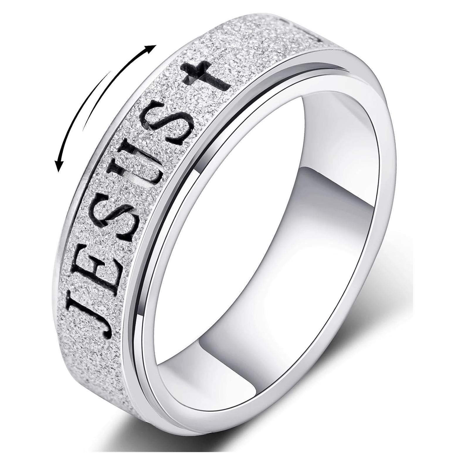 Anillo Fidget de Acero Inoxidable Afftiny Talla 7 Plateado