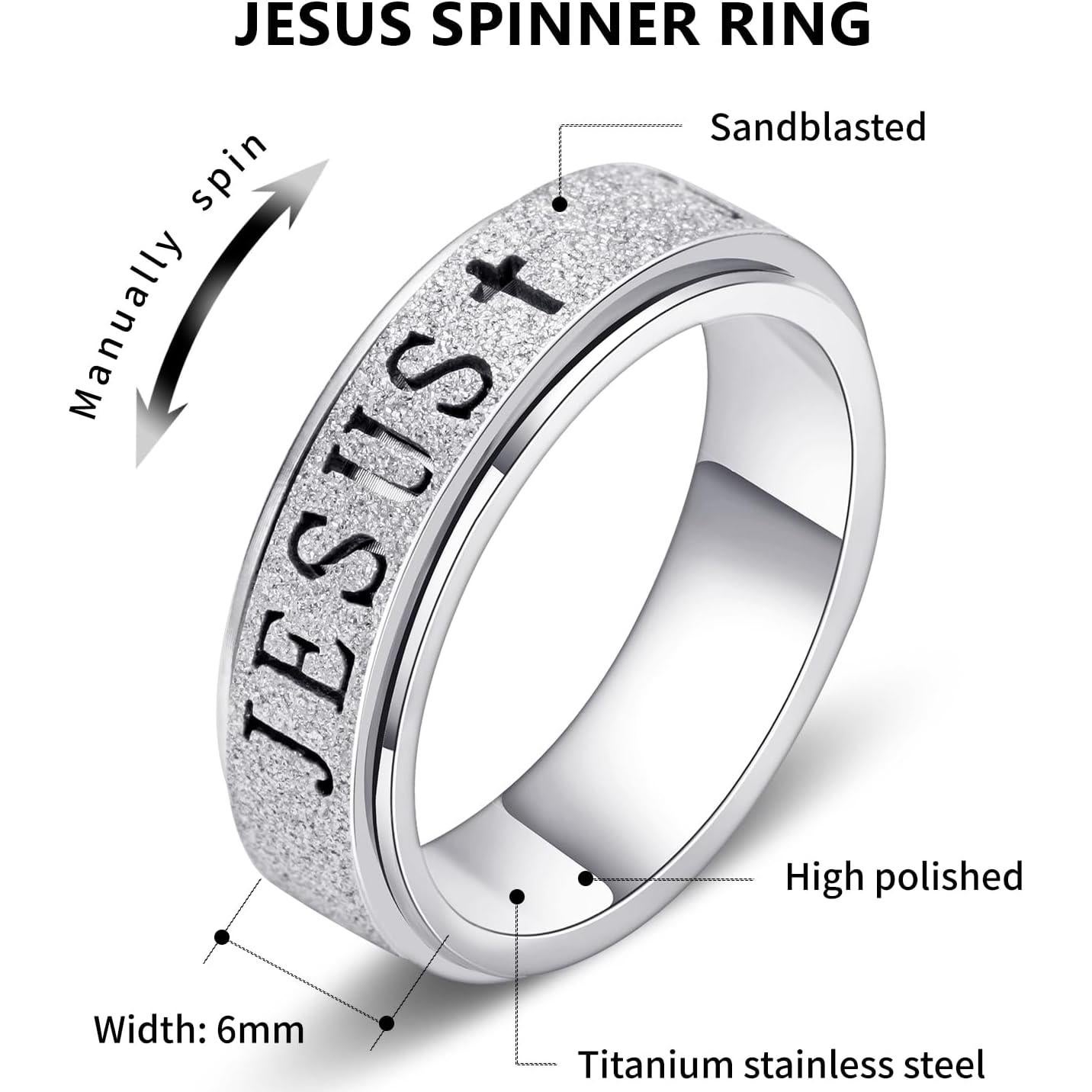 Anillo Fidget de Acero Inoxidable Afftiny Talla 7 Plateado