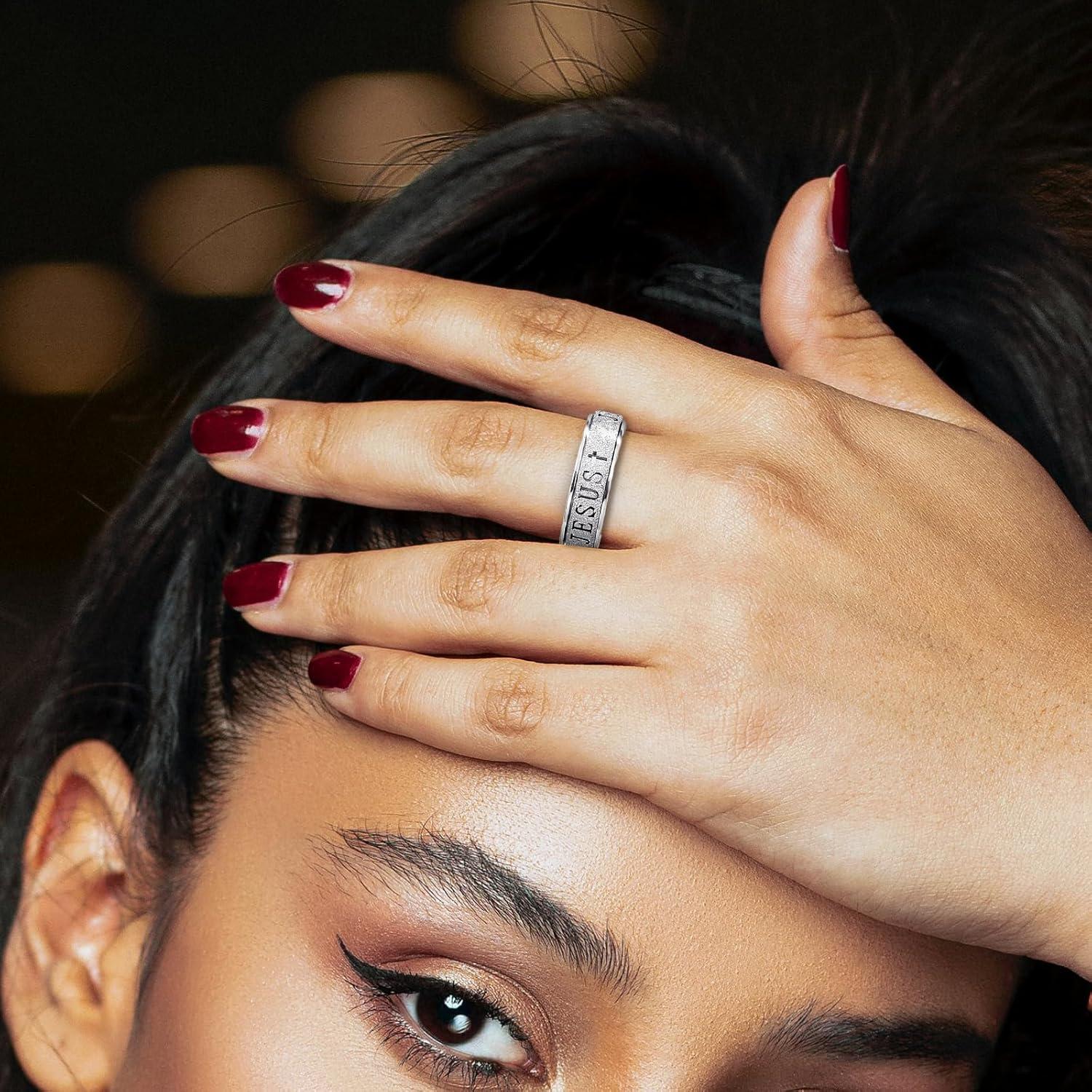 Anillo Fidget de Acero Inoxidable Afftiny Talla 7 Plateado