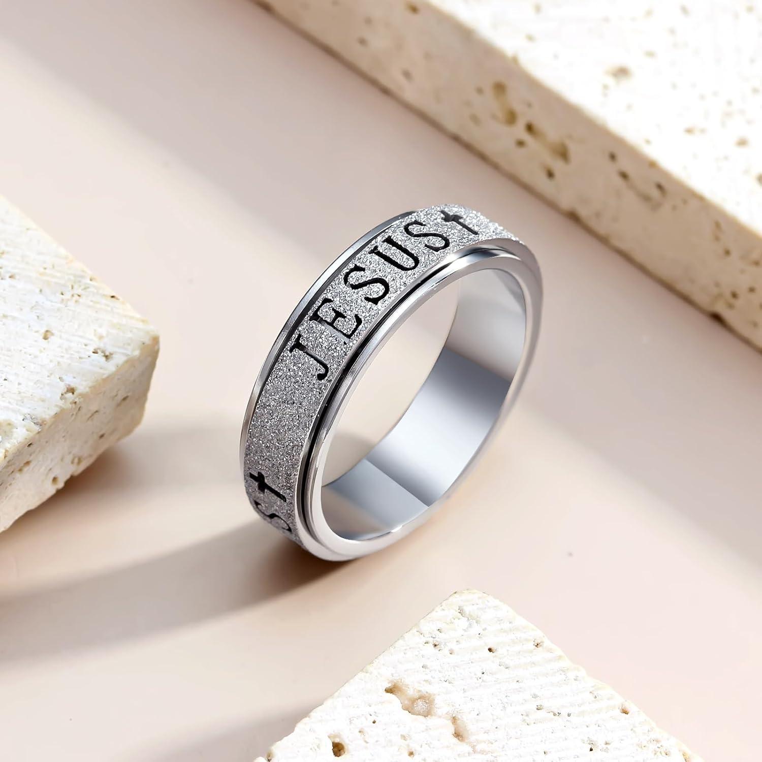 Anillo Fidget de Acero Inoxidable Afftiny Talla 7 Plateado