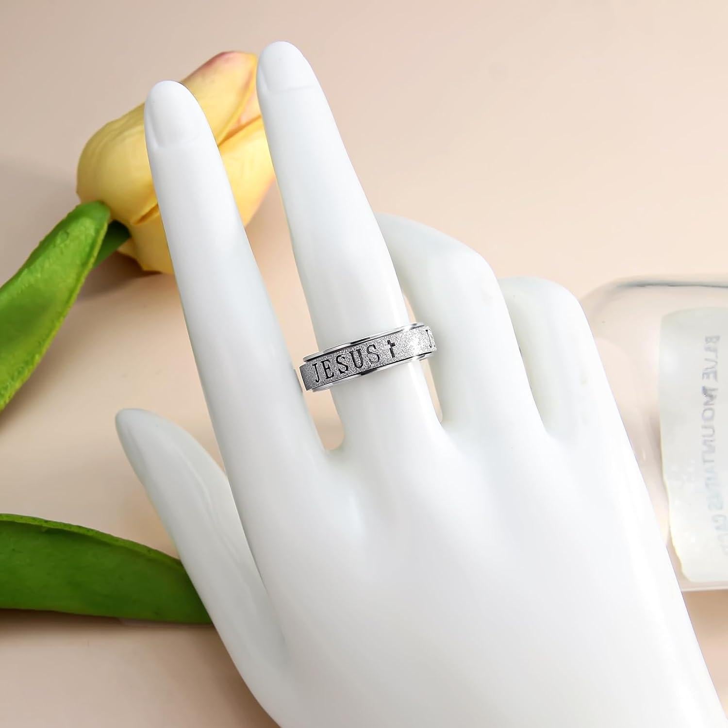 Anillo Fidget de Acero Inoxidable Afftiny Talla 7 Plateado