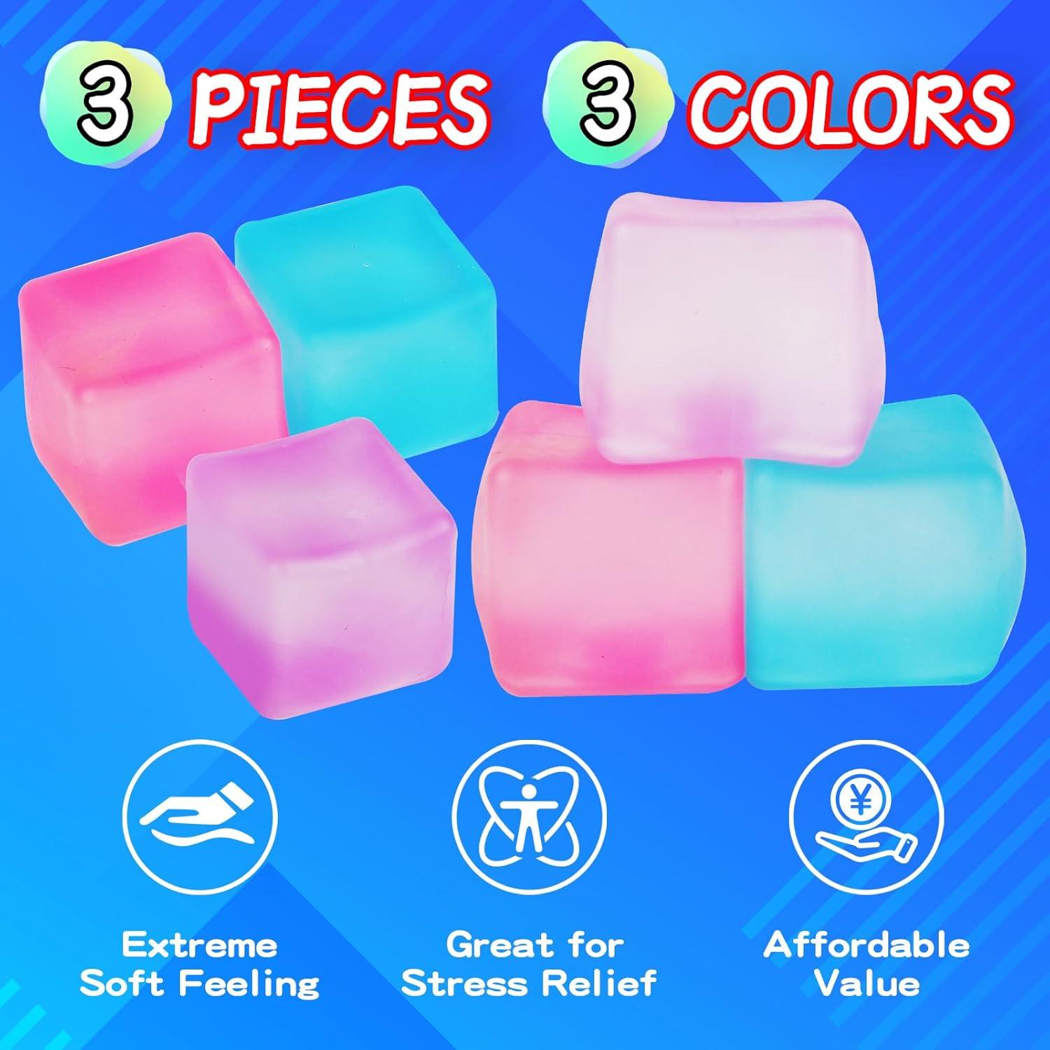 Set de 3 Cubos Antiestrés Gigantes Bitsfun 6 cm para Alivio
