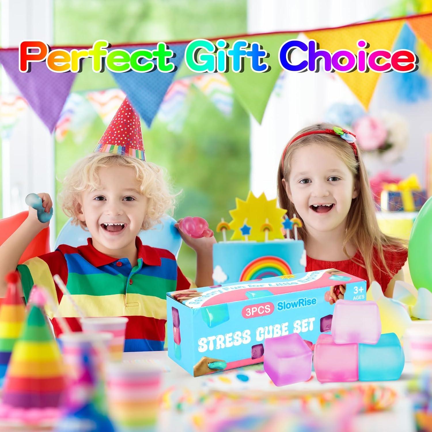 Set de 3 Cubos Antiestrés Gigantes Bitsfun 6 cm para Alivio