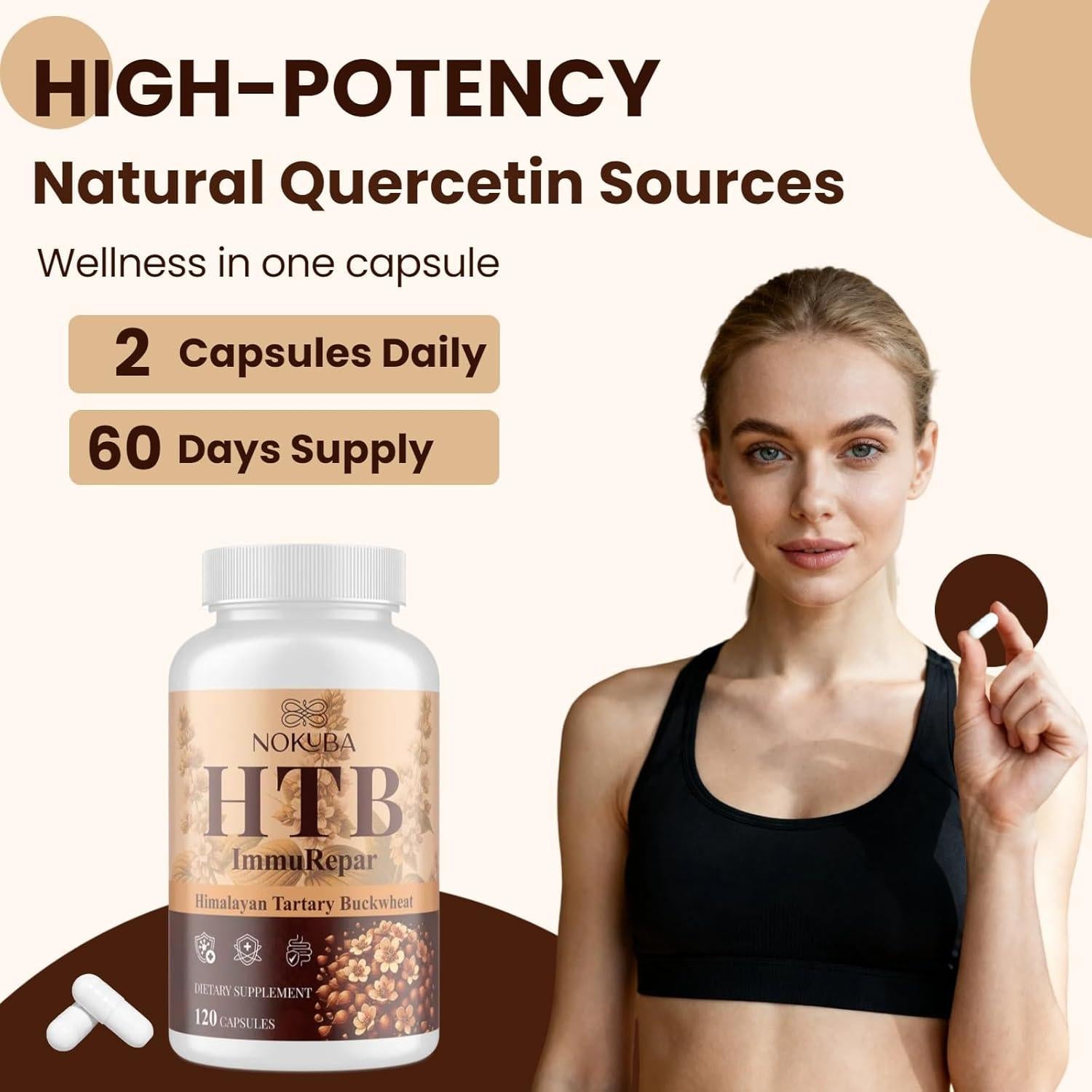 Suplemento Inmunológico Nokuba con Quercetina y Zinc - 120 Cápsulas