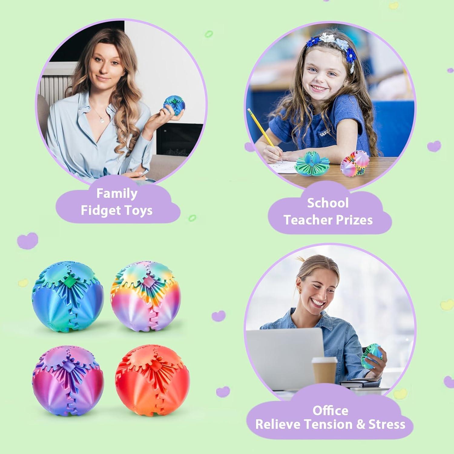 Set de 4 Juguetes Antiestrés Gear Ball Sybedu Multicolor